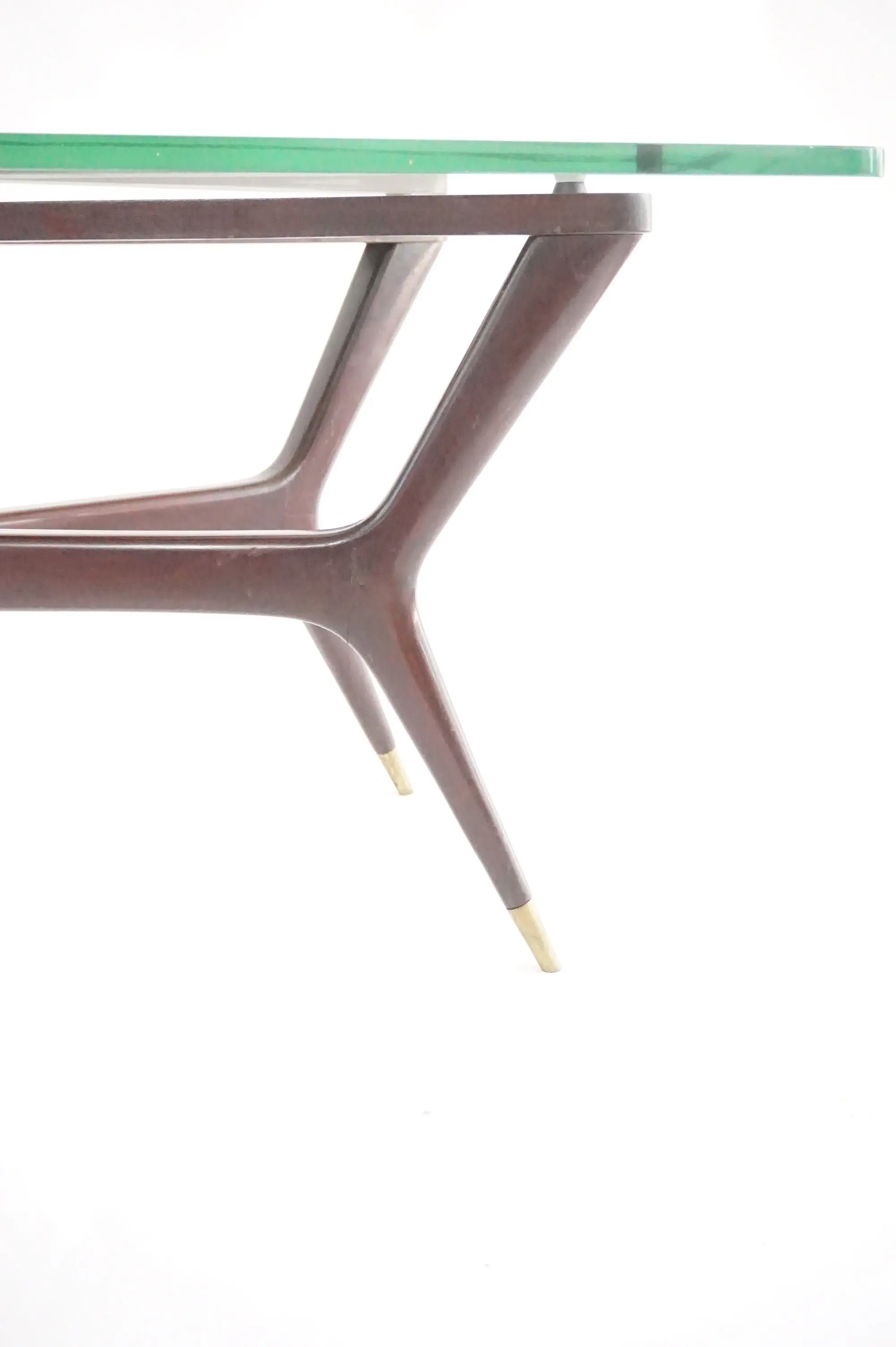 large Gio Ponti coffee table, walnut and Fontana arte thick glass, 1940 — photo 17
