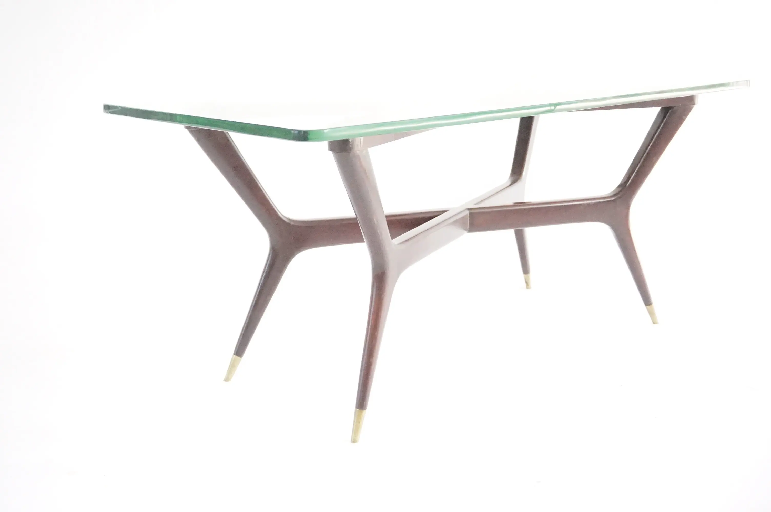 large Gio Ponti coffee table, walnut and Fontana arte thick glass, 1940 — photo 19