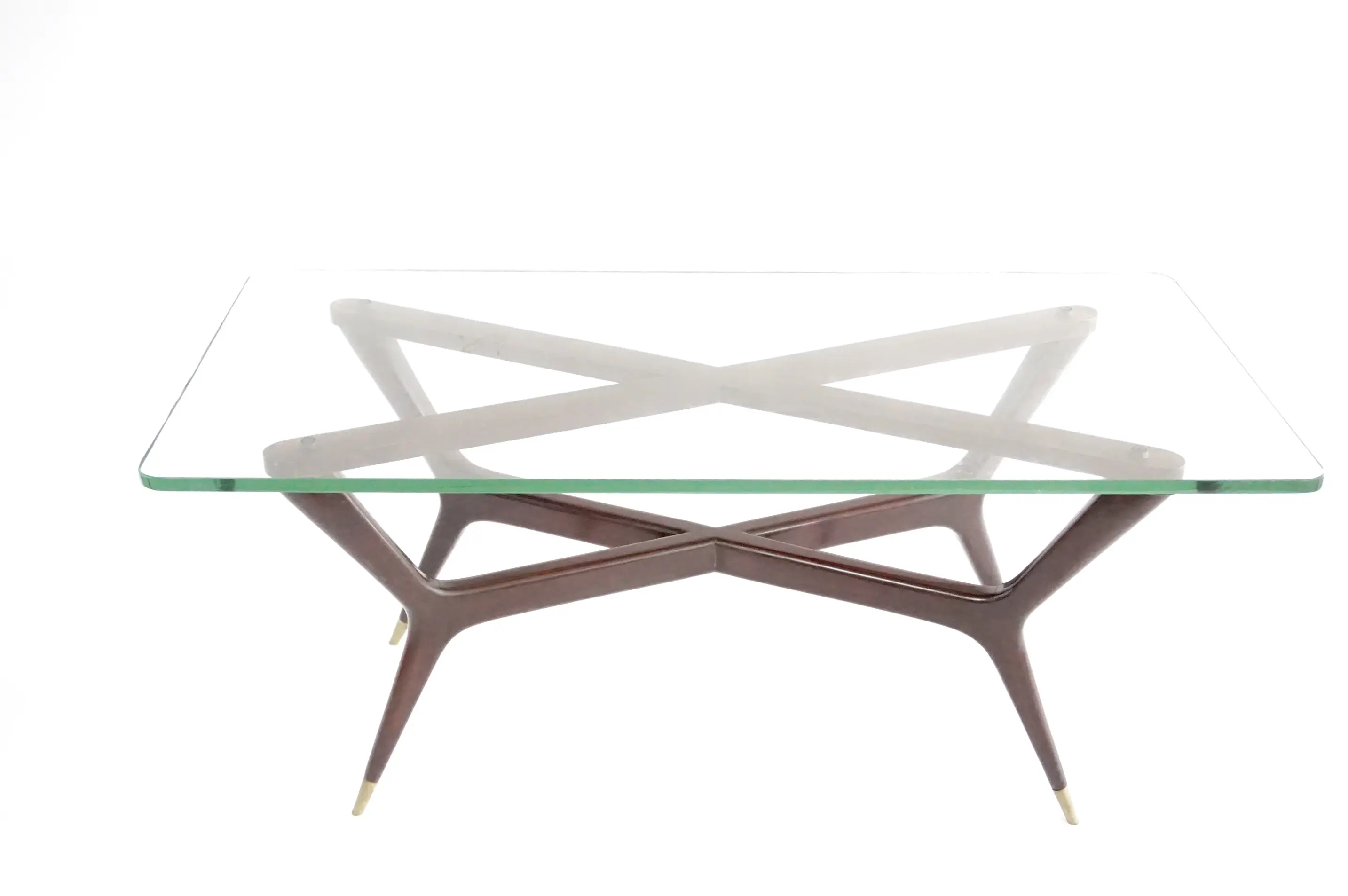 large Gio Ponti coffee table, walnut and Fontana arte thick glass, 1940 — photo 18