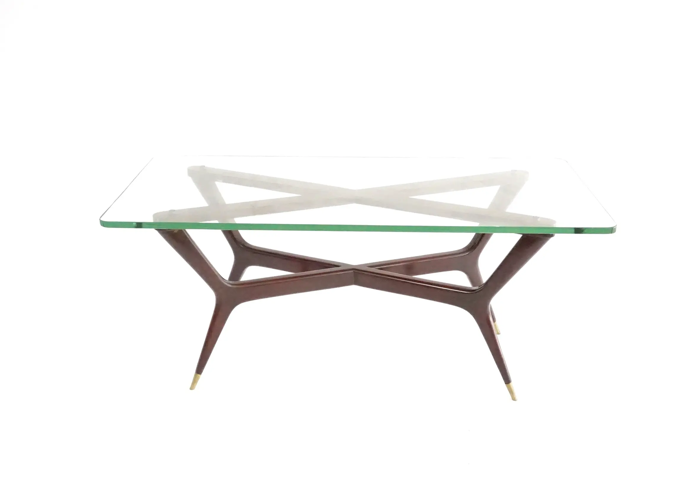 large Gio Ponti coffee table, walnut and Fontana arte thick glass, 1940 — photo 6