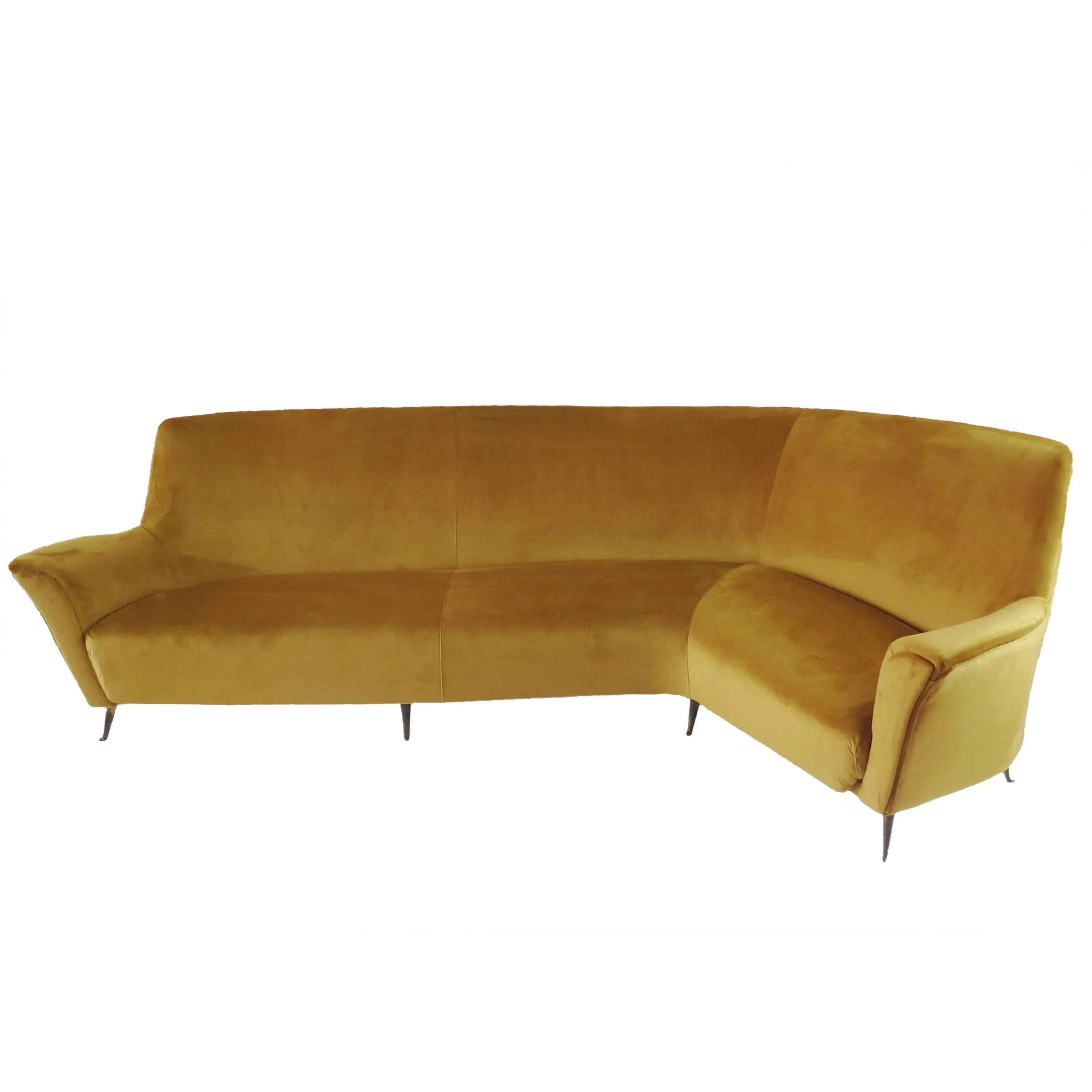 Rare Ico & Luisa Parisi Large Gold Yellow Velvet Curved Sofa by Isa, circa 1952 — Ico Parisi