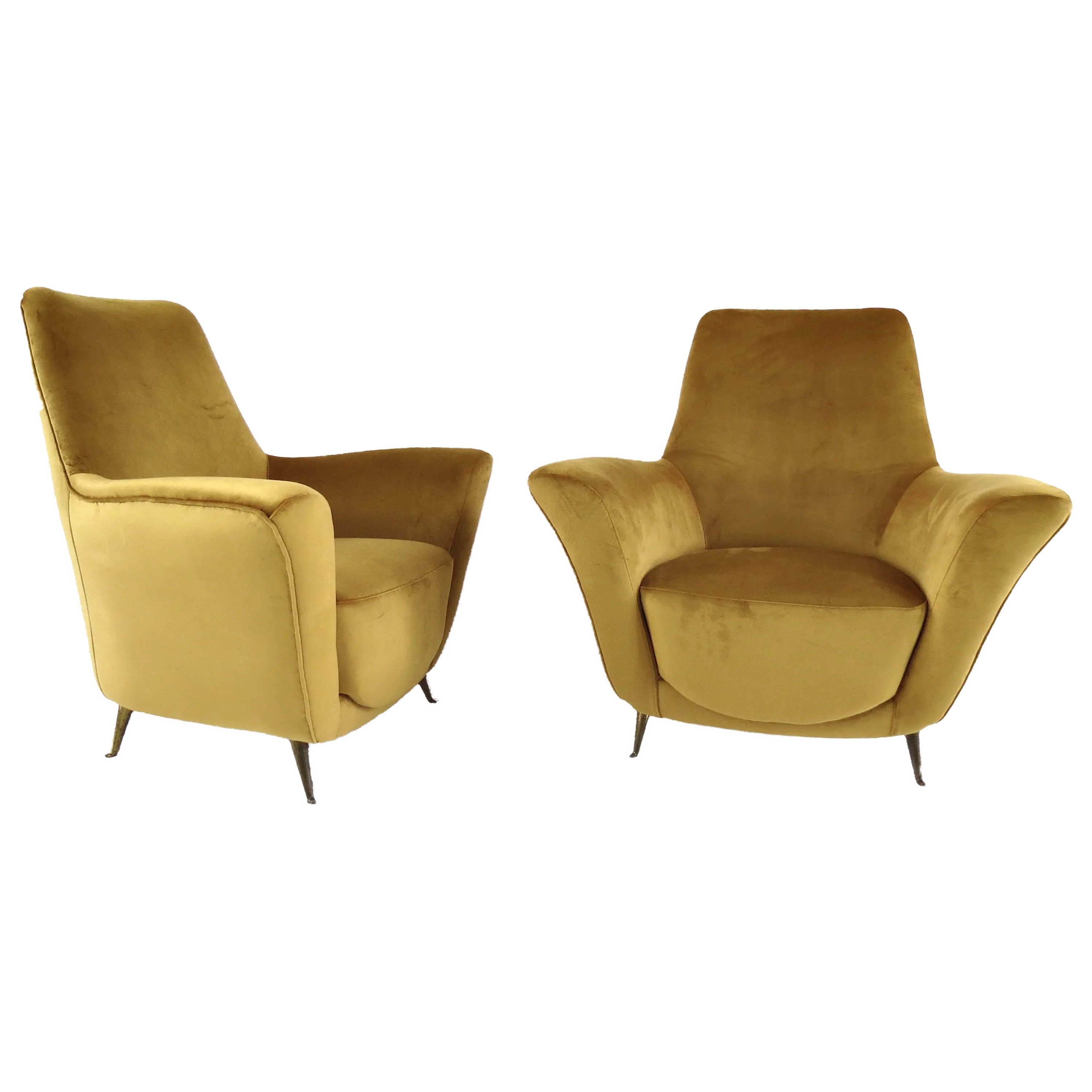 Pair of Rare Gold Ico & Luisa Parisi Armchairs by Isa, 1952 — Ico Parisi