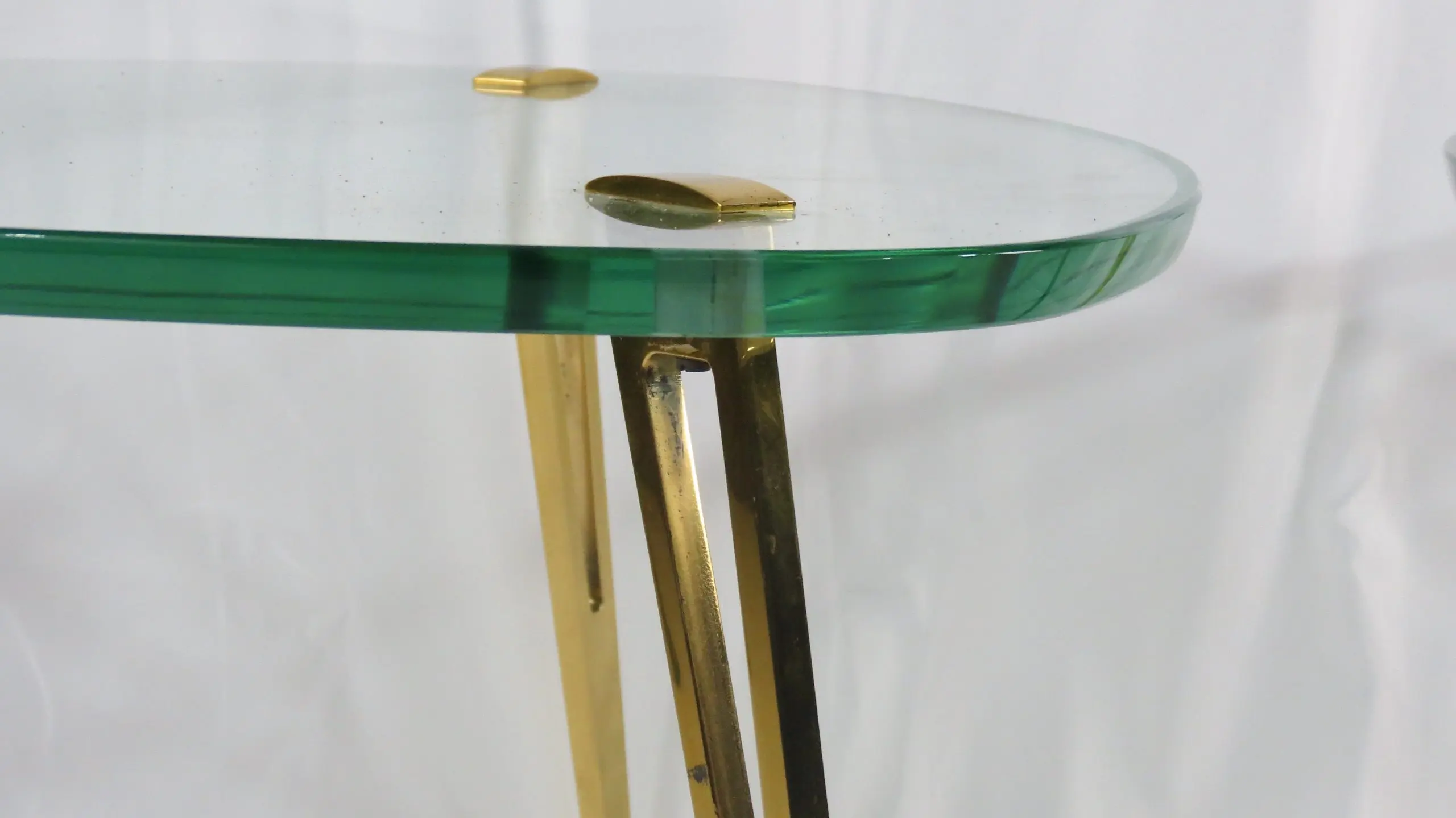 Pair of Rare Glass and Bronze Side Tables Three Feet,Fontana Arte,1950 — image 2