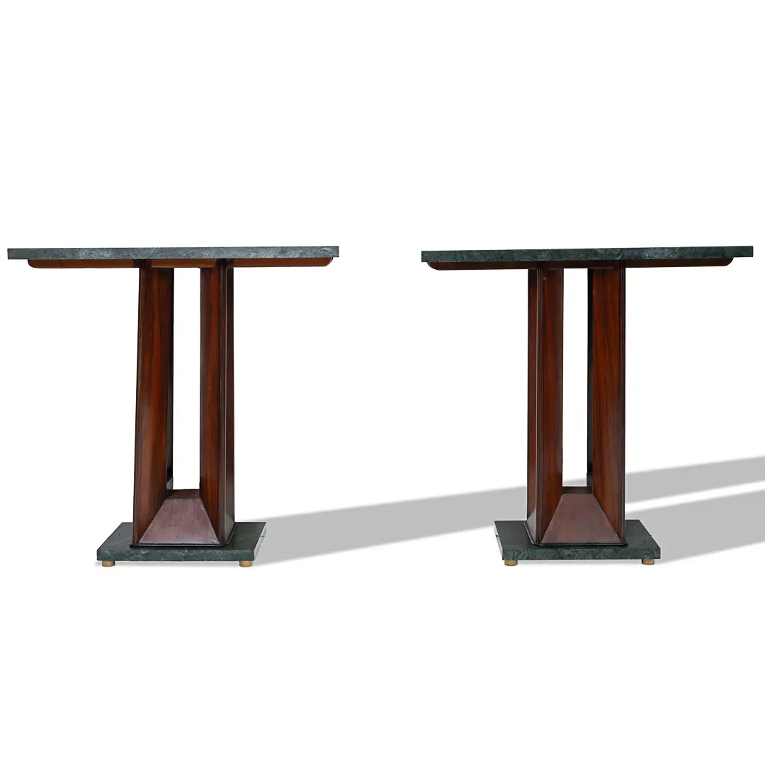 Pair of Dassi "verde alpi" Marble and Rosewood Console Tables, 1940 — image 2