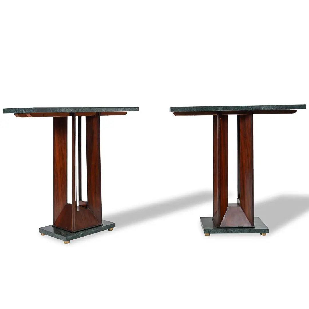 Pair of Dassi "verde alpi" Marble and Rosewood Console Tables, 1940 — image 3