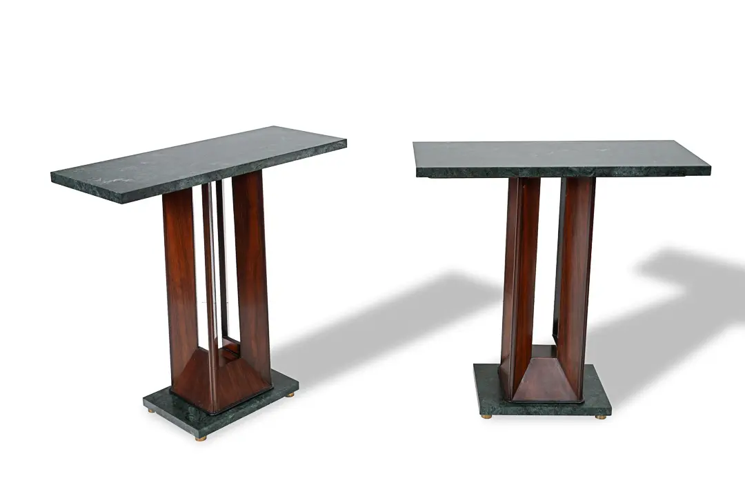 Pair of Dassi "verde alpi" Marble and Rosewood Console Tables, 1940 — photo 4