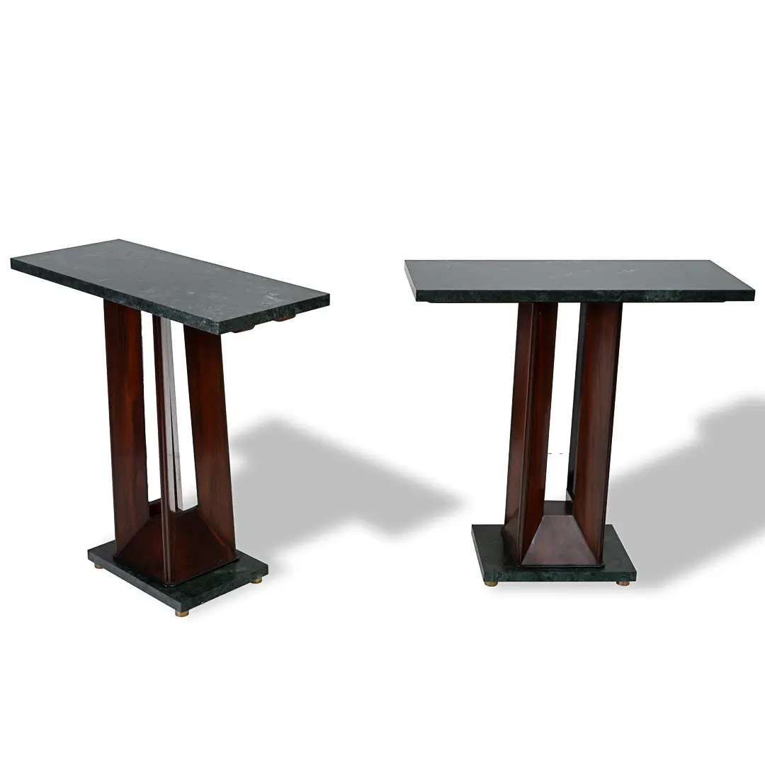 Pair of Dassi "verde alpi" Marble and Rosewood Console Tables, 1940 — photo 10
