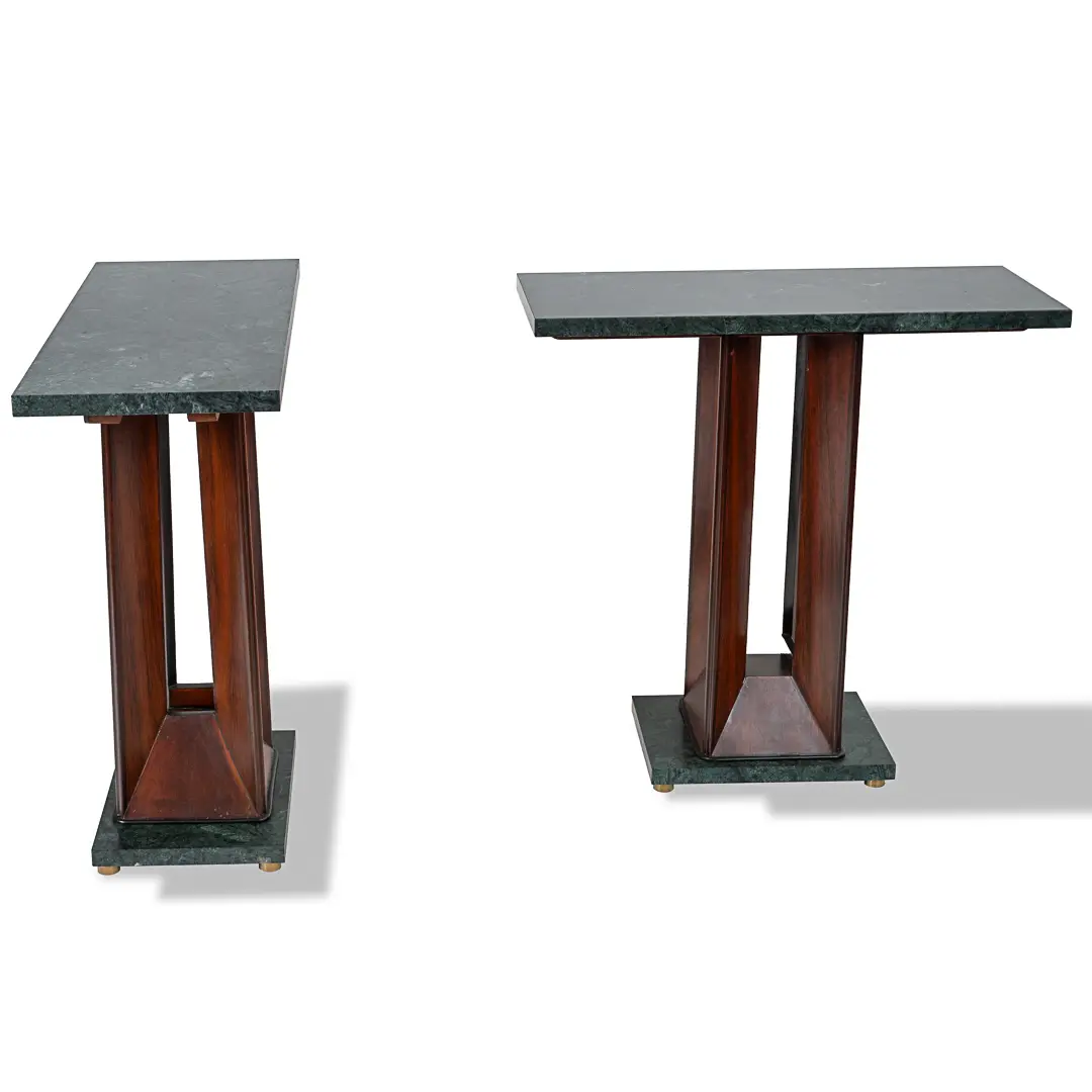 Pair of Dassi "verde alpi" Marble and Rosewood Console Tables, 1940 — photo 7