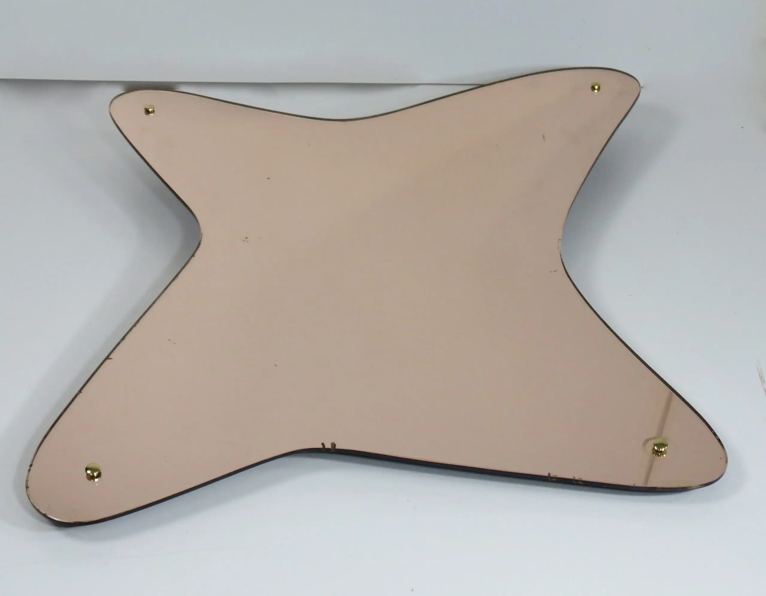 Rare Large Italian Pink Wall Mirror, Irregular Shape, circa 1950 — image 3