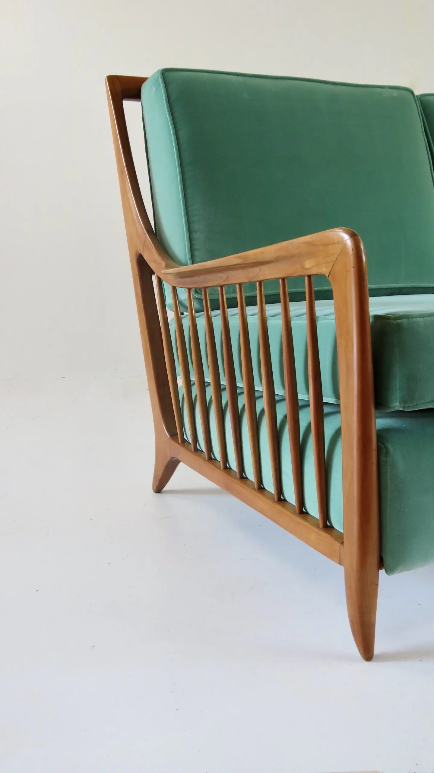 Rare Large Paolo Buffa Cherrywood Green Sofa, 1942 — photo 18