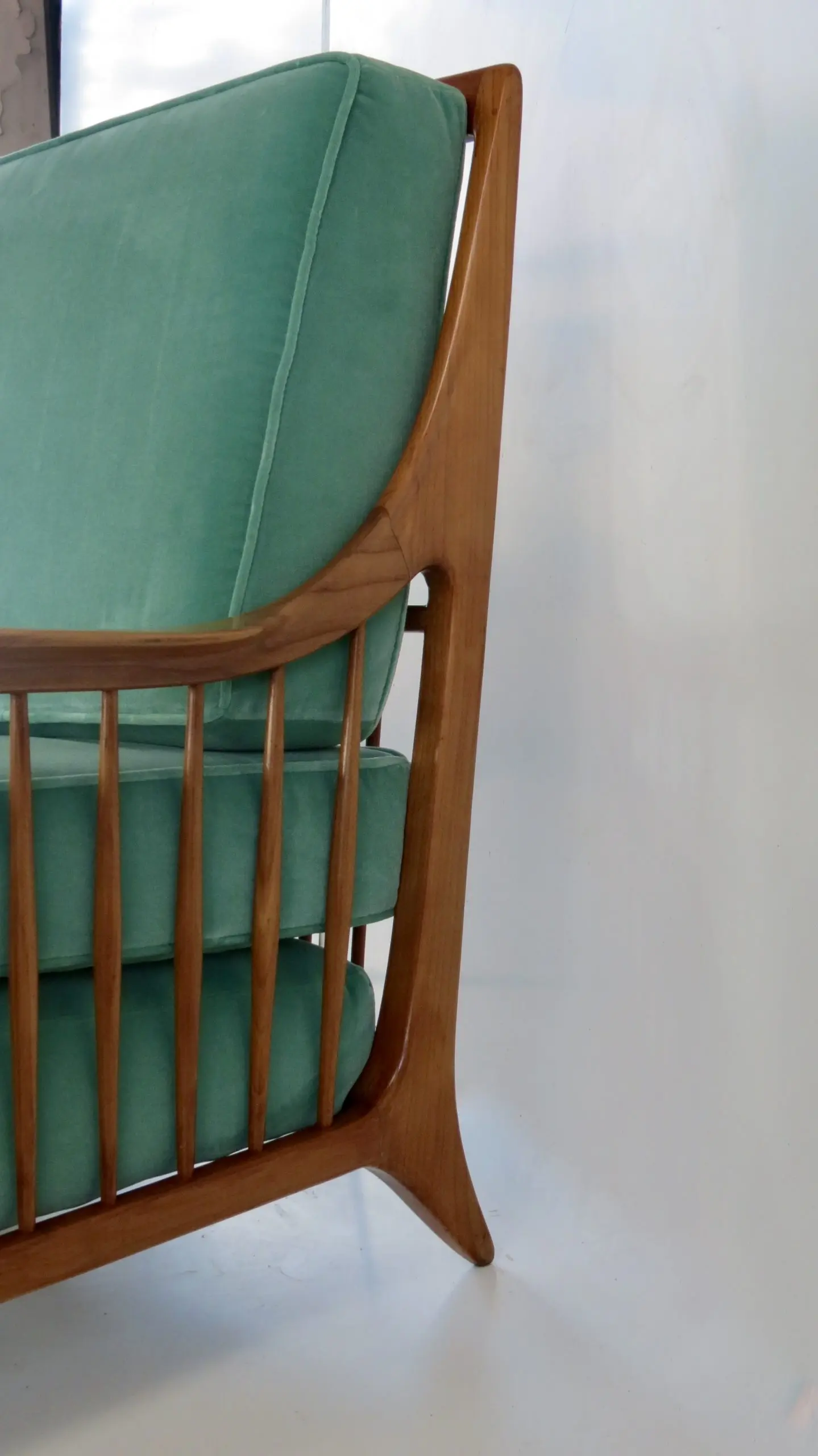 Rare Large Paolo Buffa Cherrywood Green Sofa, 1942 — photo 9