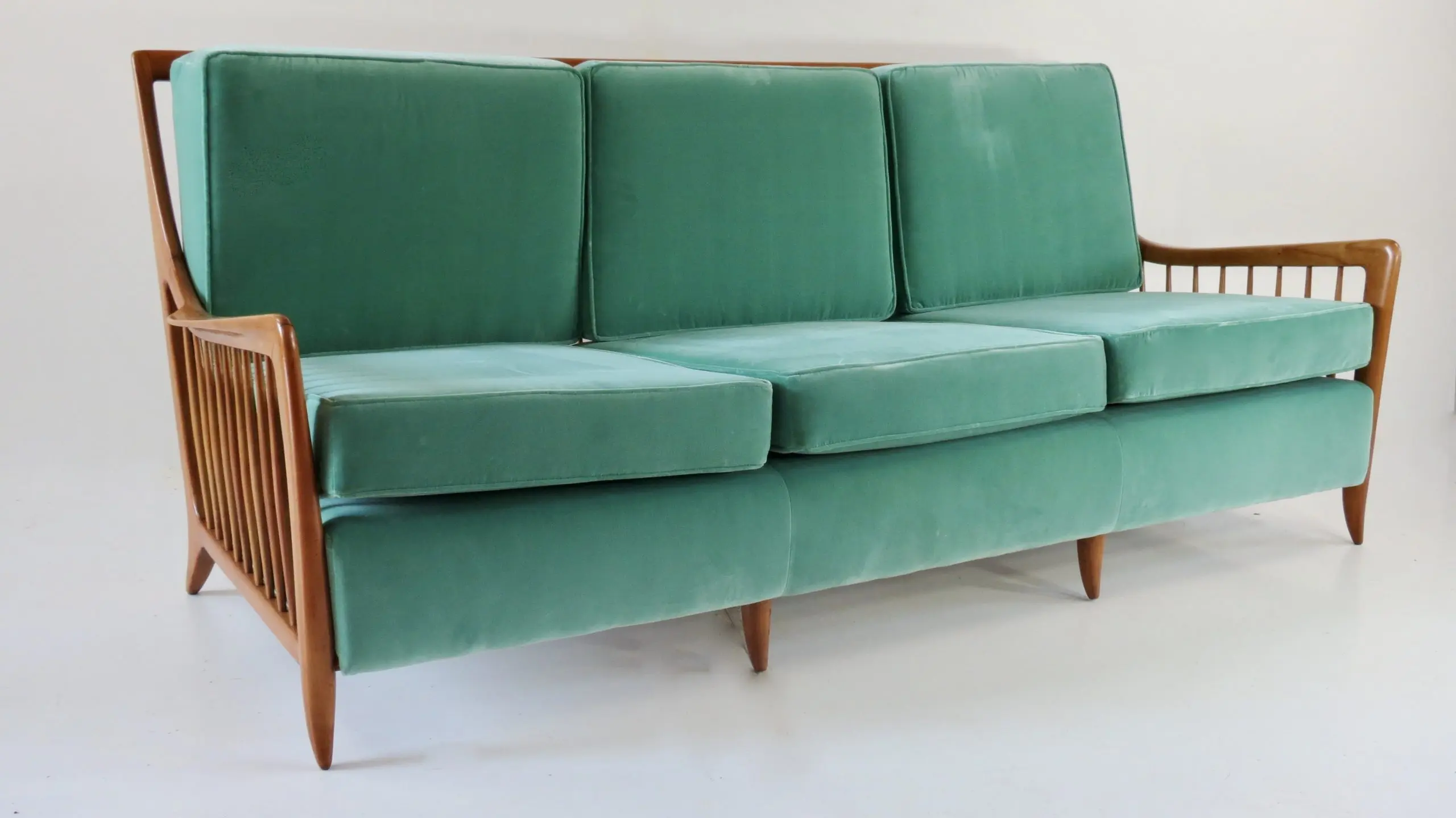 Rare Large Paolo Buffa Cherrywood Green Sofa, 1942 — photo 16