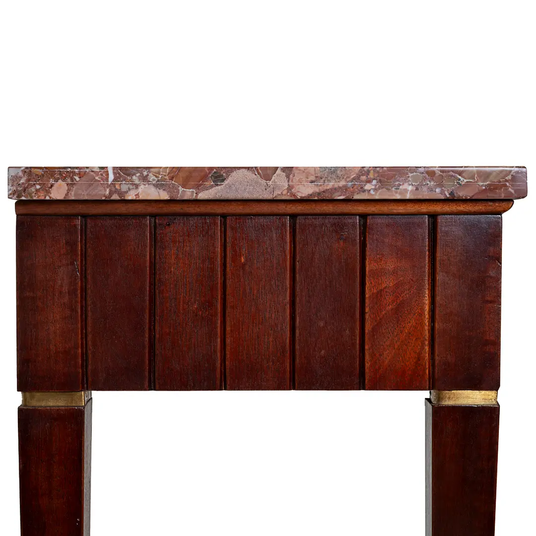 Large Paolo Buffa Red Marble Breccia, Brass, Rosewood Console Table, 1950 — photo 15