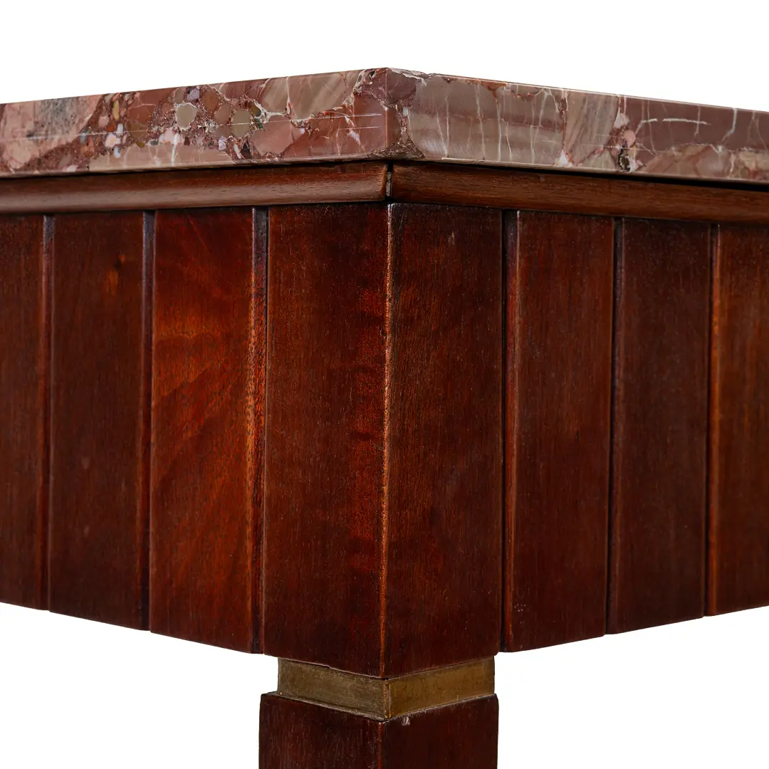 Large Paolo Buffa Red Marble Breccia, Brass, Rosewood Console Table, 1950 — photo 16