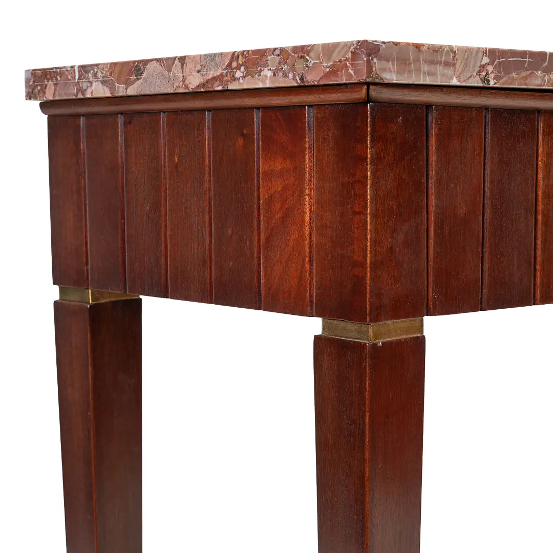 Large Paolo Buffa Red Marble Breccia, Brass, Rosewood Console Table, 1950 — image 2