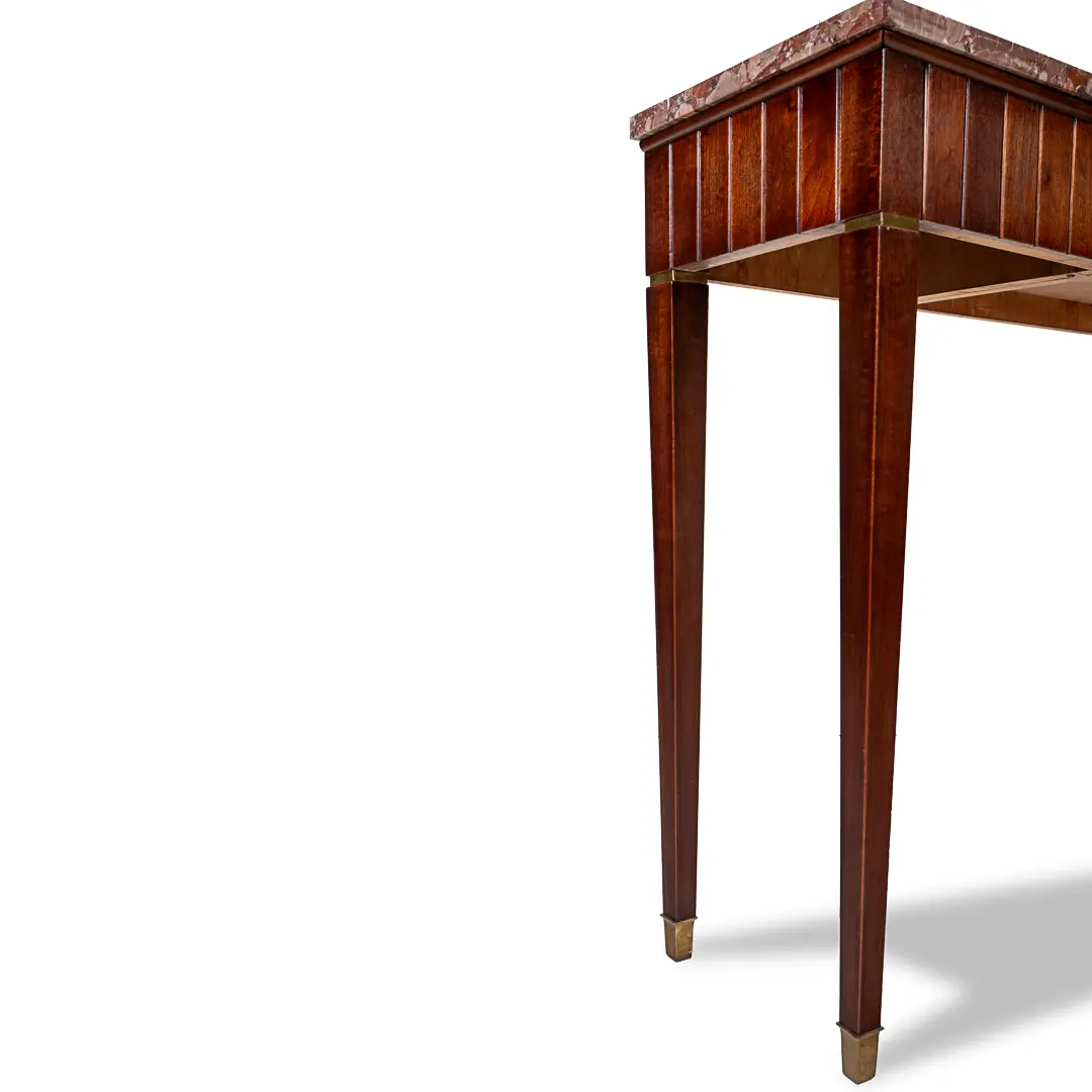 Large Paolo Buffa Red Marble Breccia, Brass, Rosewood Console Table, 1950 — photo 7