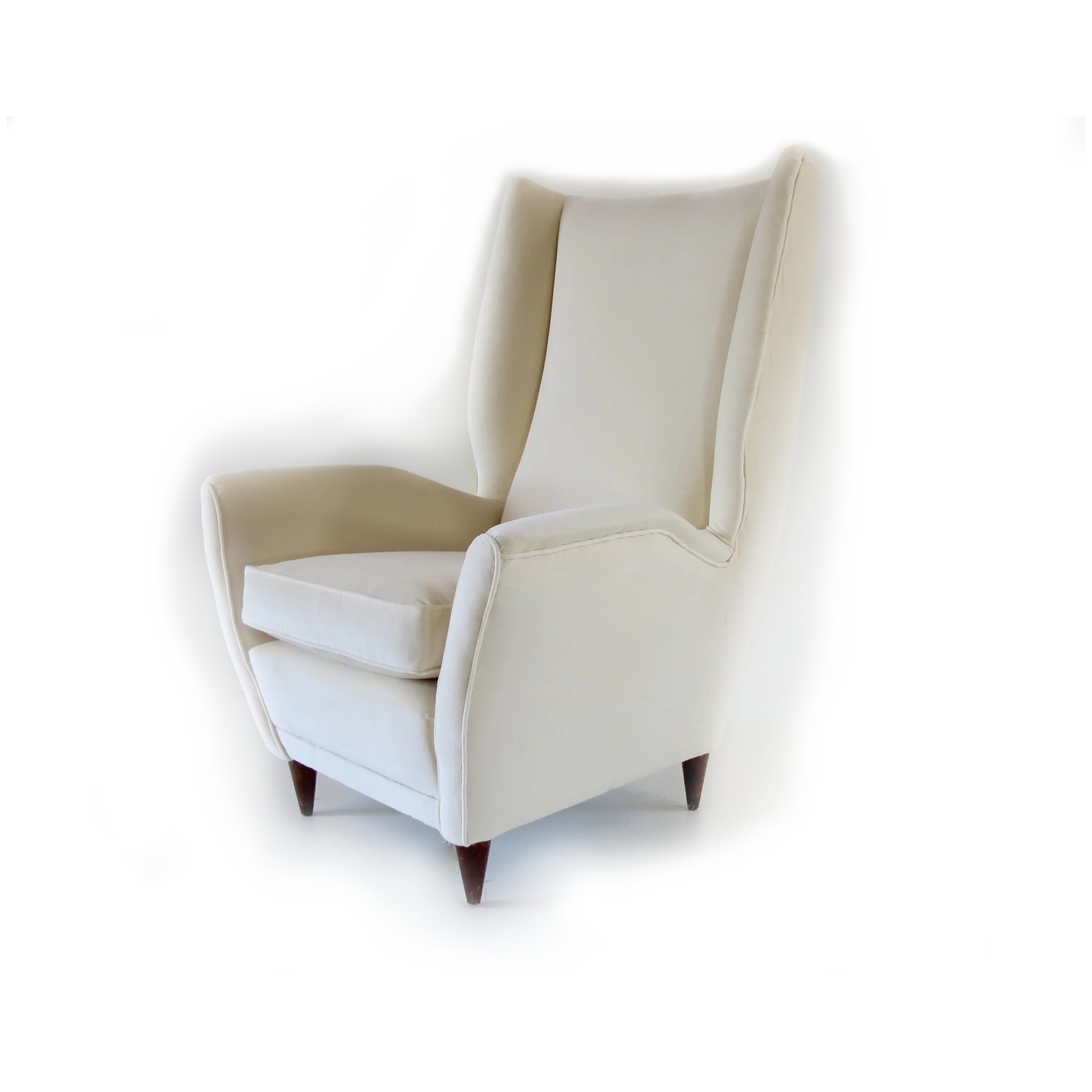 Gio Ponti Ivory Wingback Armchair N. 512, circa 1950 — Gio Ponti