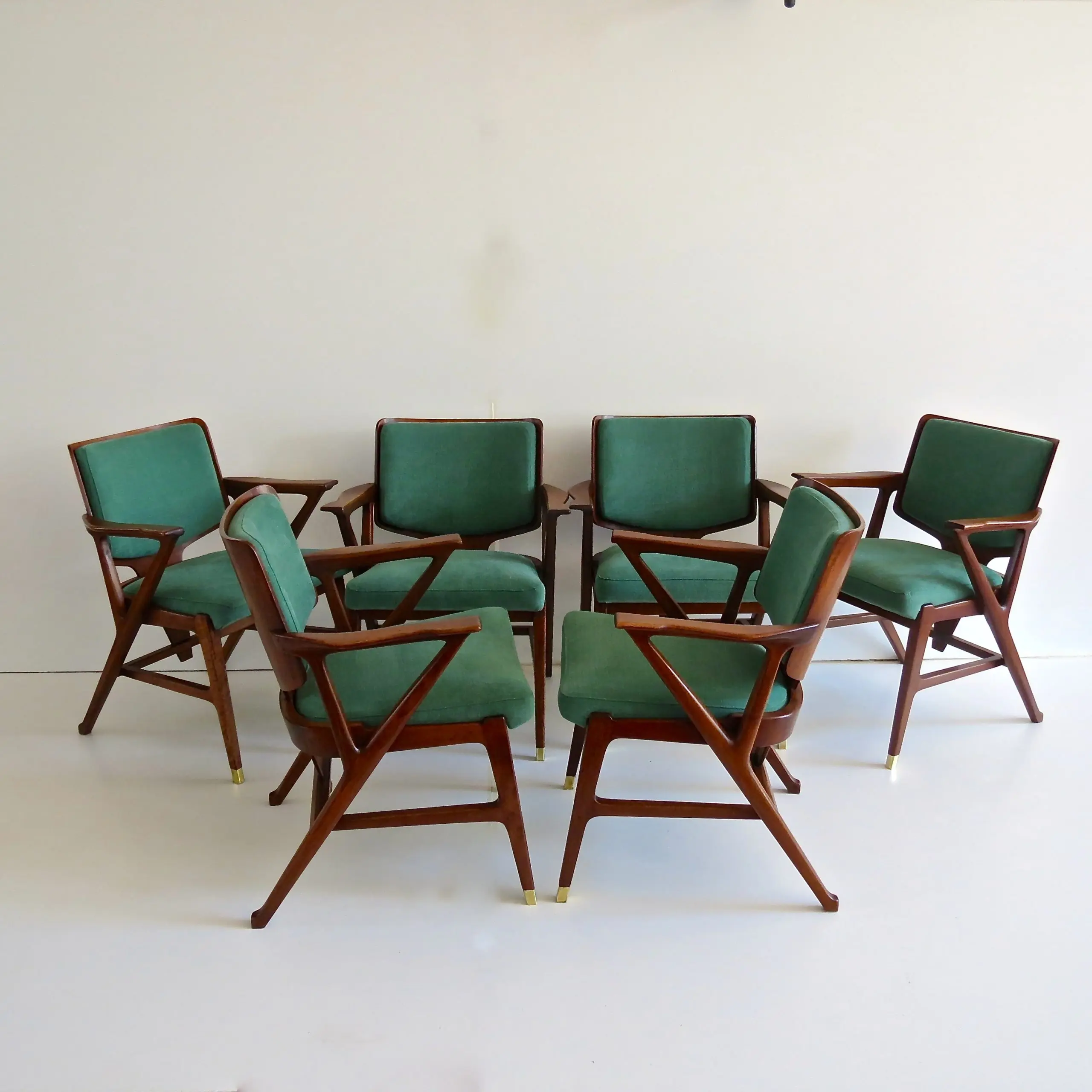 Important and rare set of six Cassina dining armchairs, 1950 — Enrico Ciuti