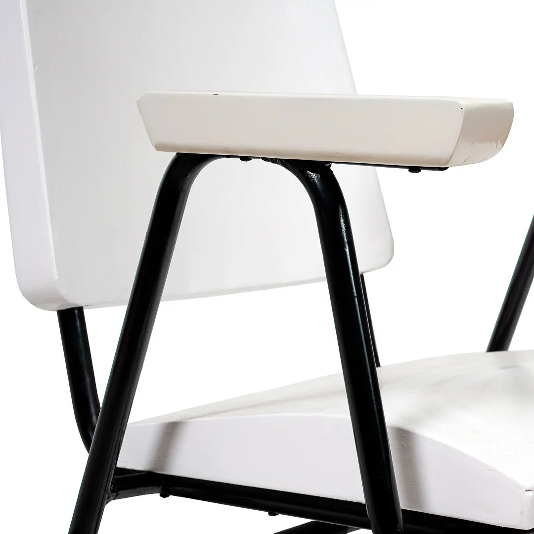 Set of 12 Attr. Studio BBPR Armchairs Withe Laquered Wood Torino 1945 — photo 12