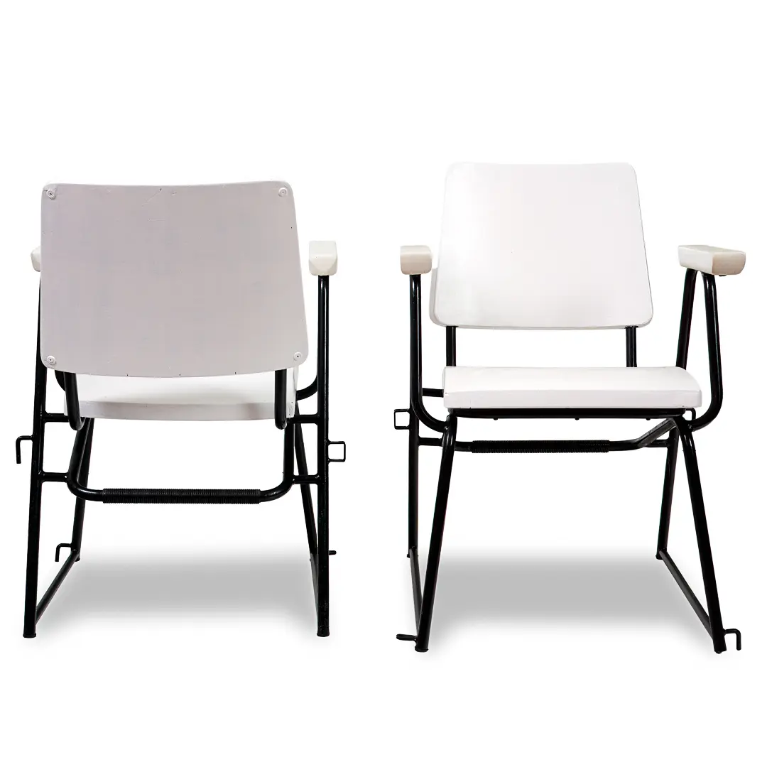 Set of 12 Attr. Studio BBPR Armchairs Withe Laquered Wood Torino 1945 — image 2