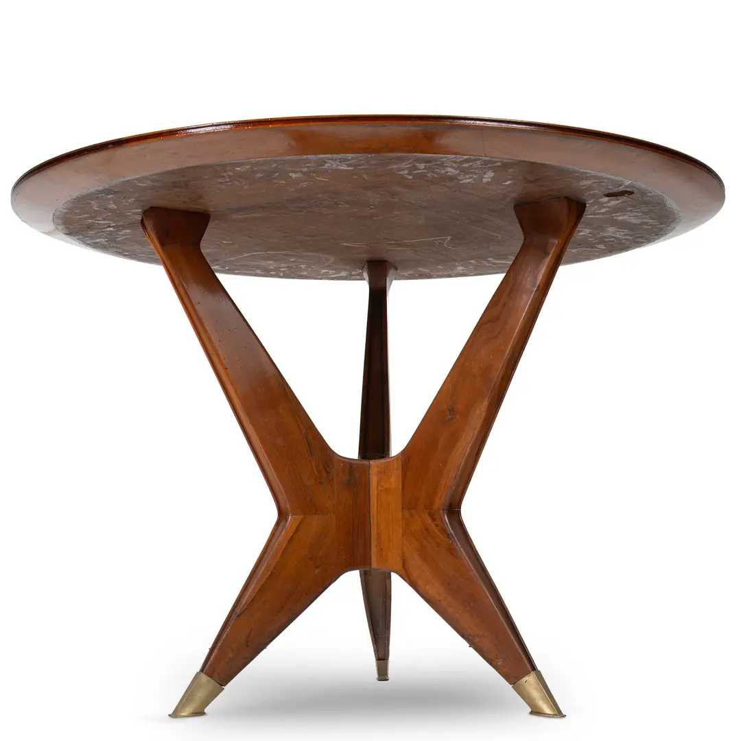 Ico Parisi Round Walnut Dining Table, Three Feet, 1950 — image 3