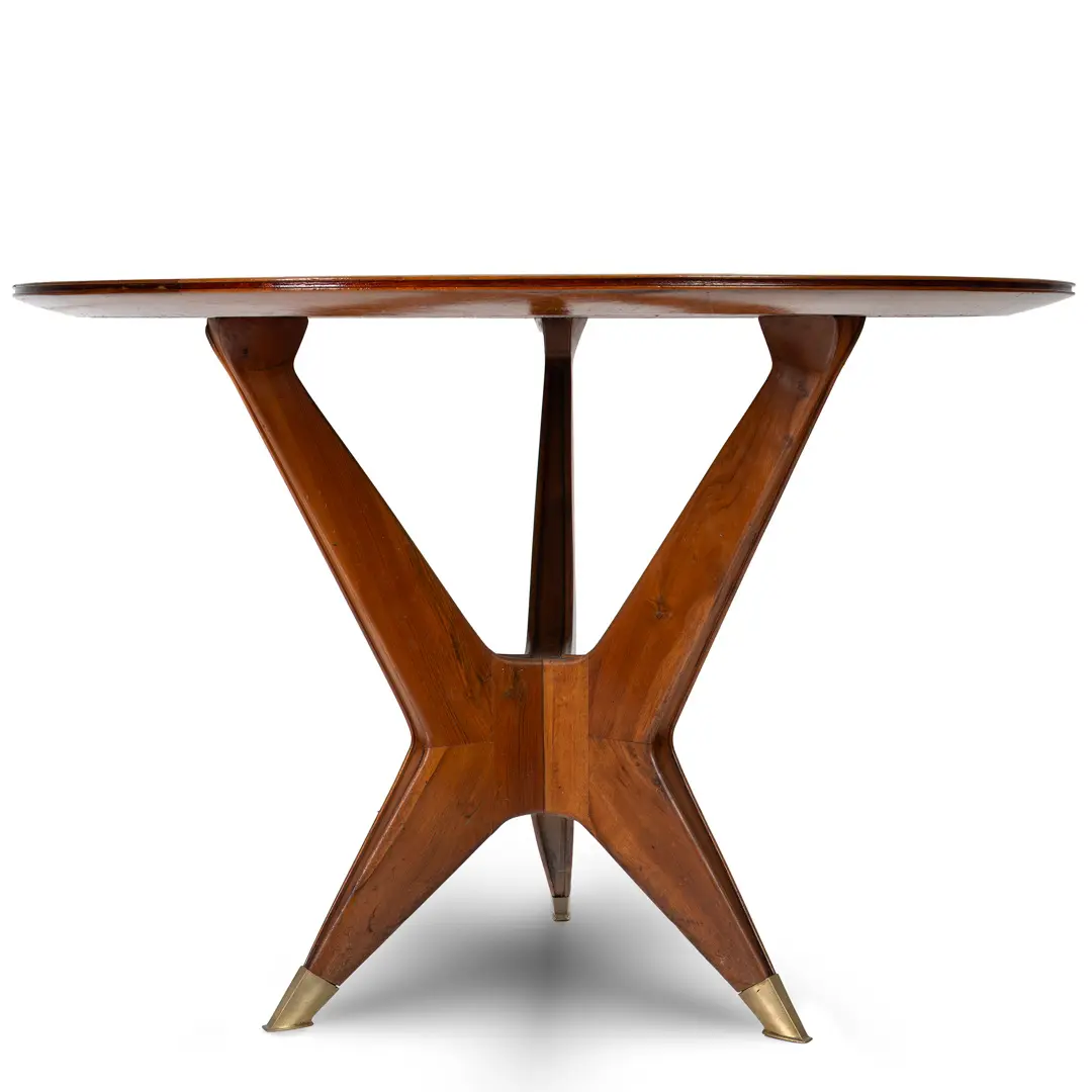Ico Parisi Round Walnut Dining Table, Three Feet, 1950 — image 2
