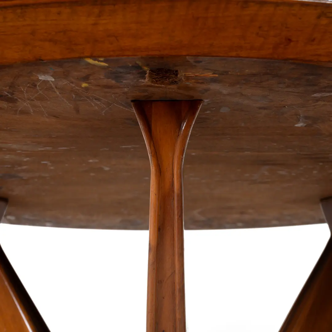Ico Parisi Round Walnut Dining Table, Three Feet, 1950 — photo 5