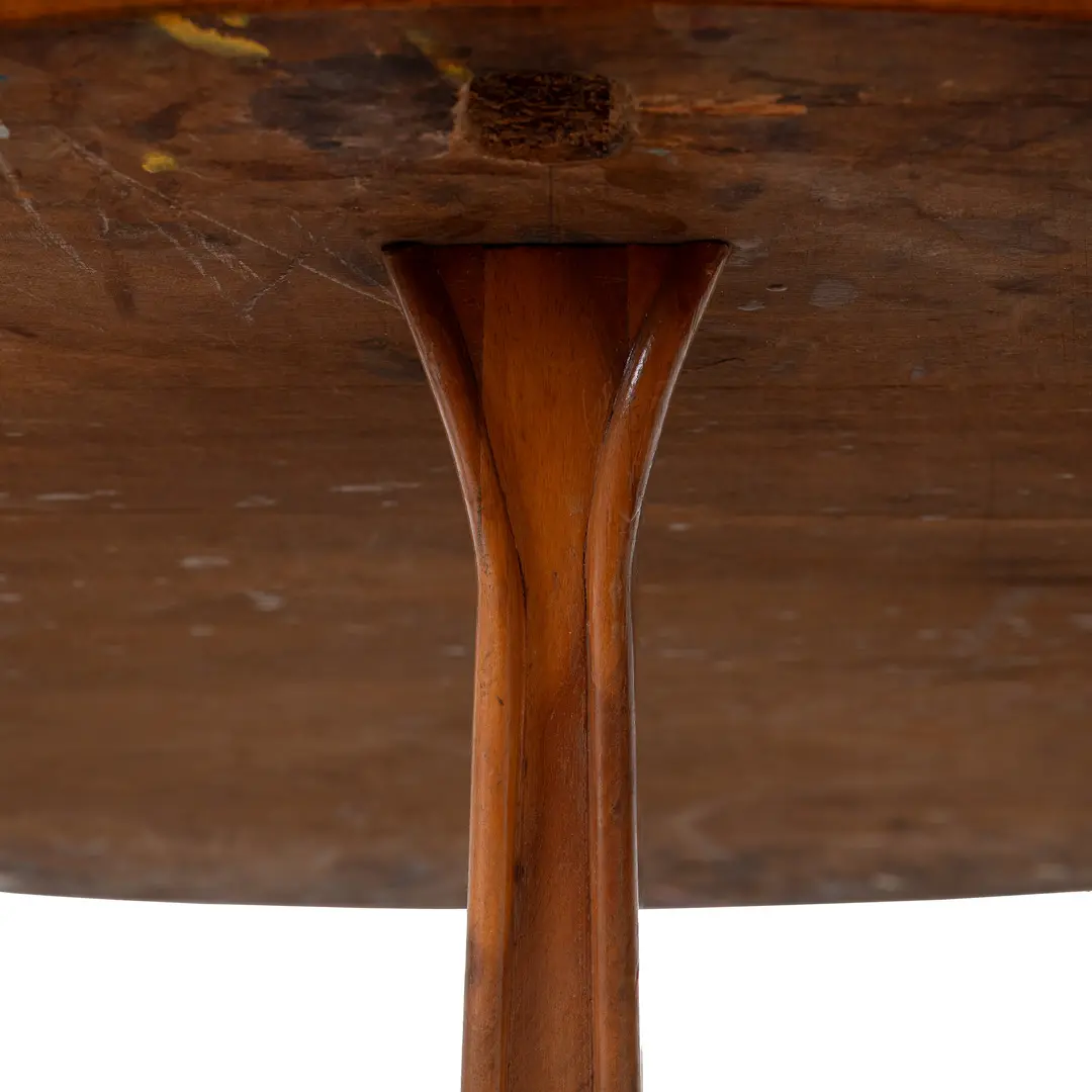 Ico Parisi Round Walnut Dining Table, Three Feet, 1950 — photo 4