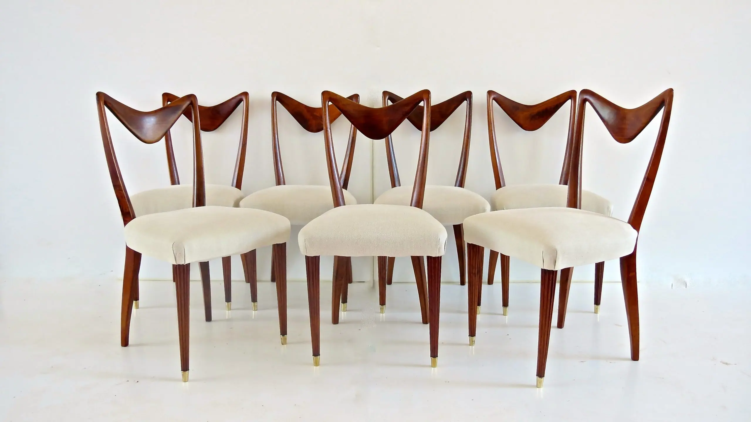 Set of Seven Walnut Dining Room Chairs by Arch, Carlo Enrico Rava, Milano, 1940 — image 2