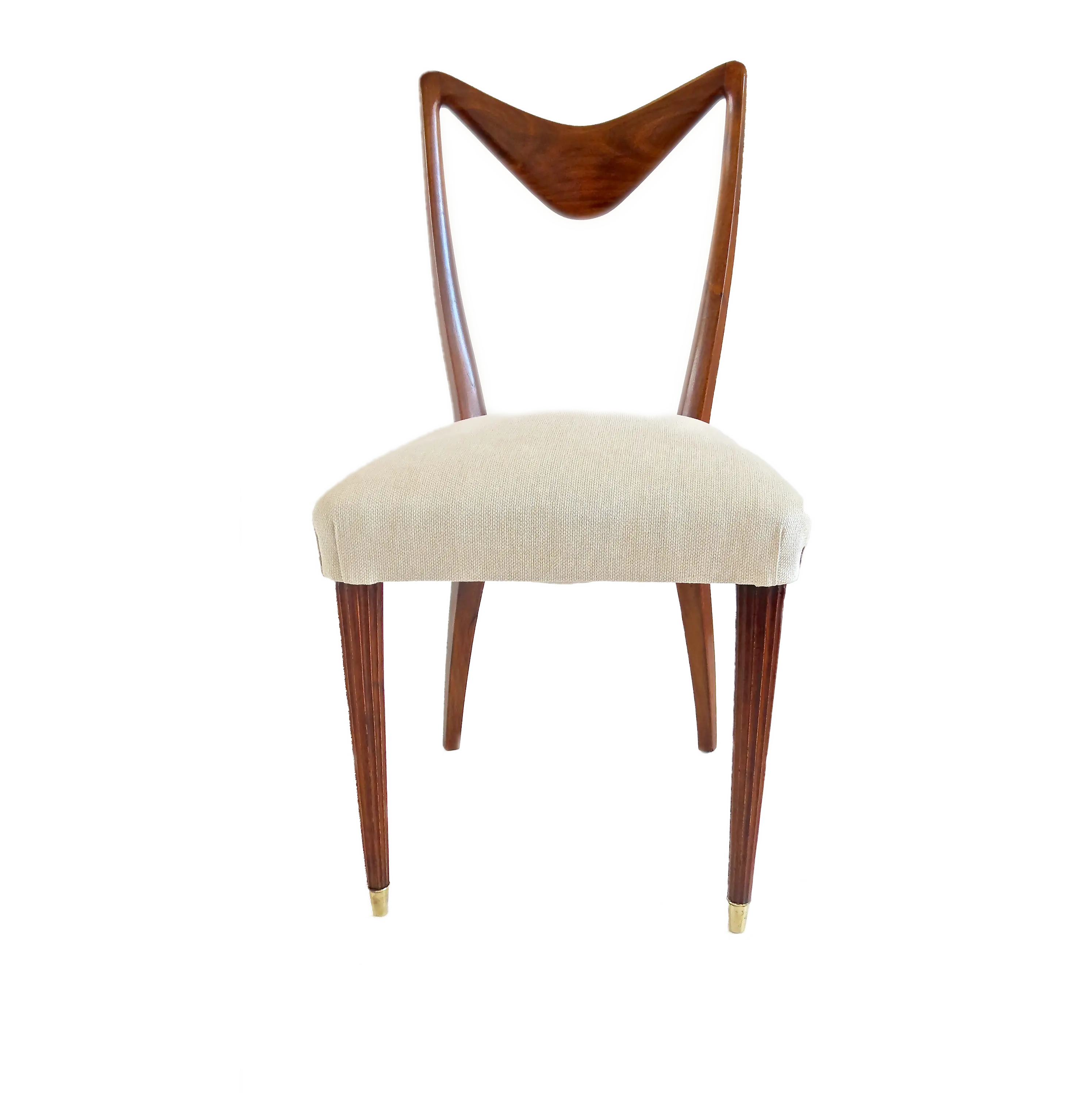 Set of Seven Walnut Dining Room Chairs by Arch, Carlo Enrico Rava, Milano, 1940 — Carlo Enrico Rava