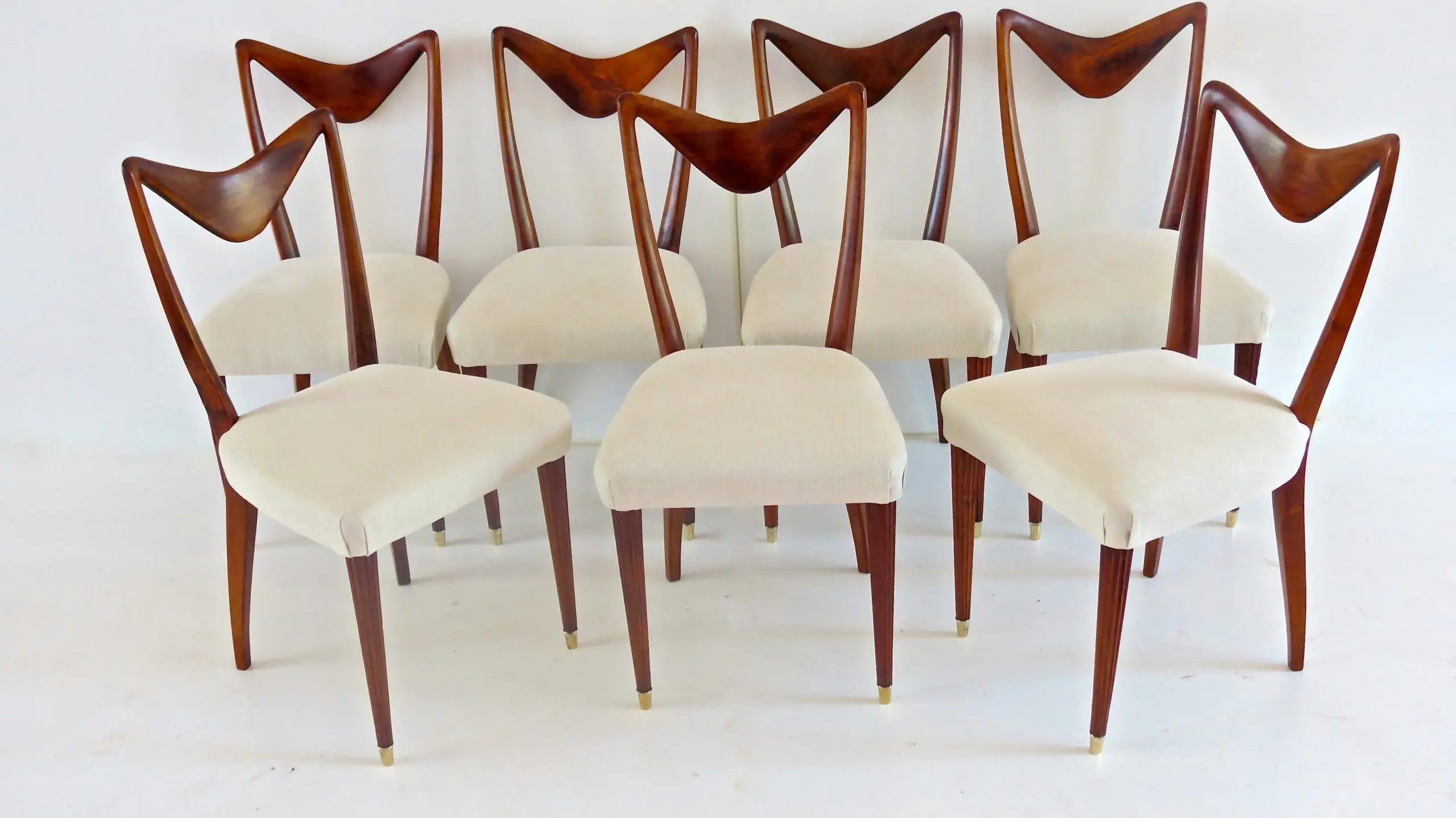 Set of Seven Walnut Dining Room Chairs by Arch, Carlo Enrico Rava, Milano, 1940 — image 3