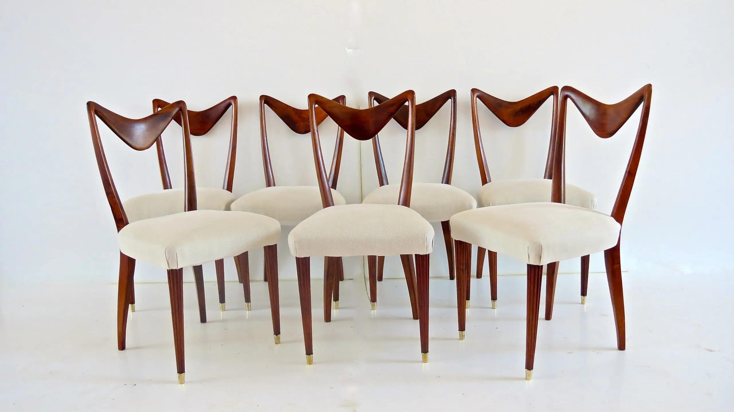 Set of Seven Walnut Dining Room Chairs by Arch, Carlo Enrico Rava, Milano, 1940 — photo 5