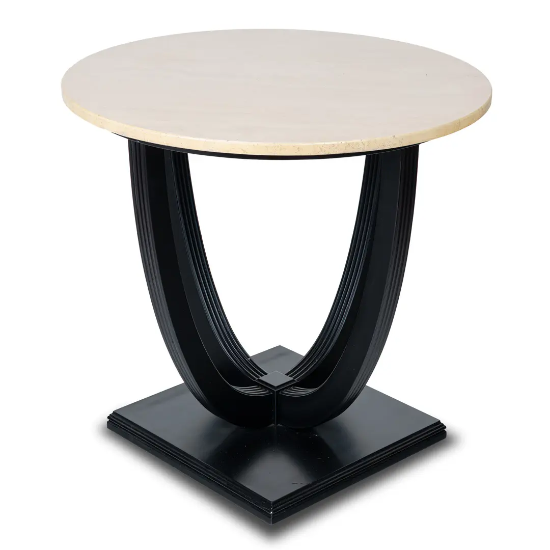 Round Deco Coffee Table Black Laquered from Excelsior Hotel Gallia, 1932 — photo 10