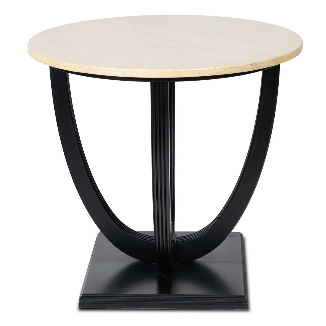 Round Deco Coffee Table Black Laquered from Excelsior Hotel Gallia, 1932 — Unknown