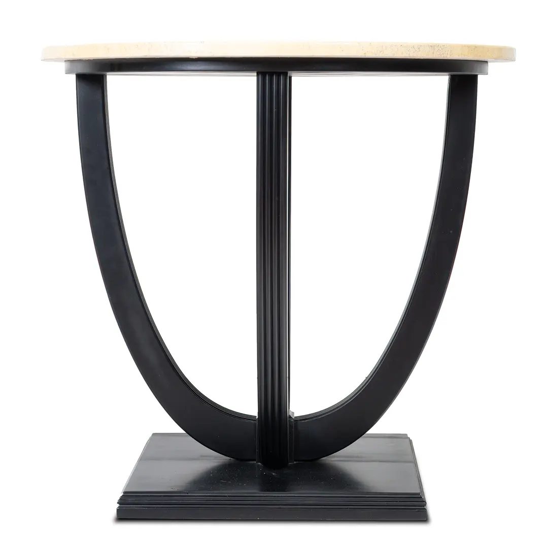 Round Deco Coffee Table Black Laquered from Excelsior Hotel Gallia, 1932 — image 3