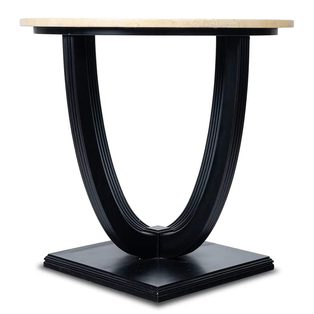 Round Deco Coffee Table Black Laquered from Excelsior Hotel Gallia, 1932 — photo 9