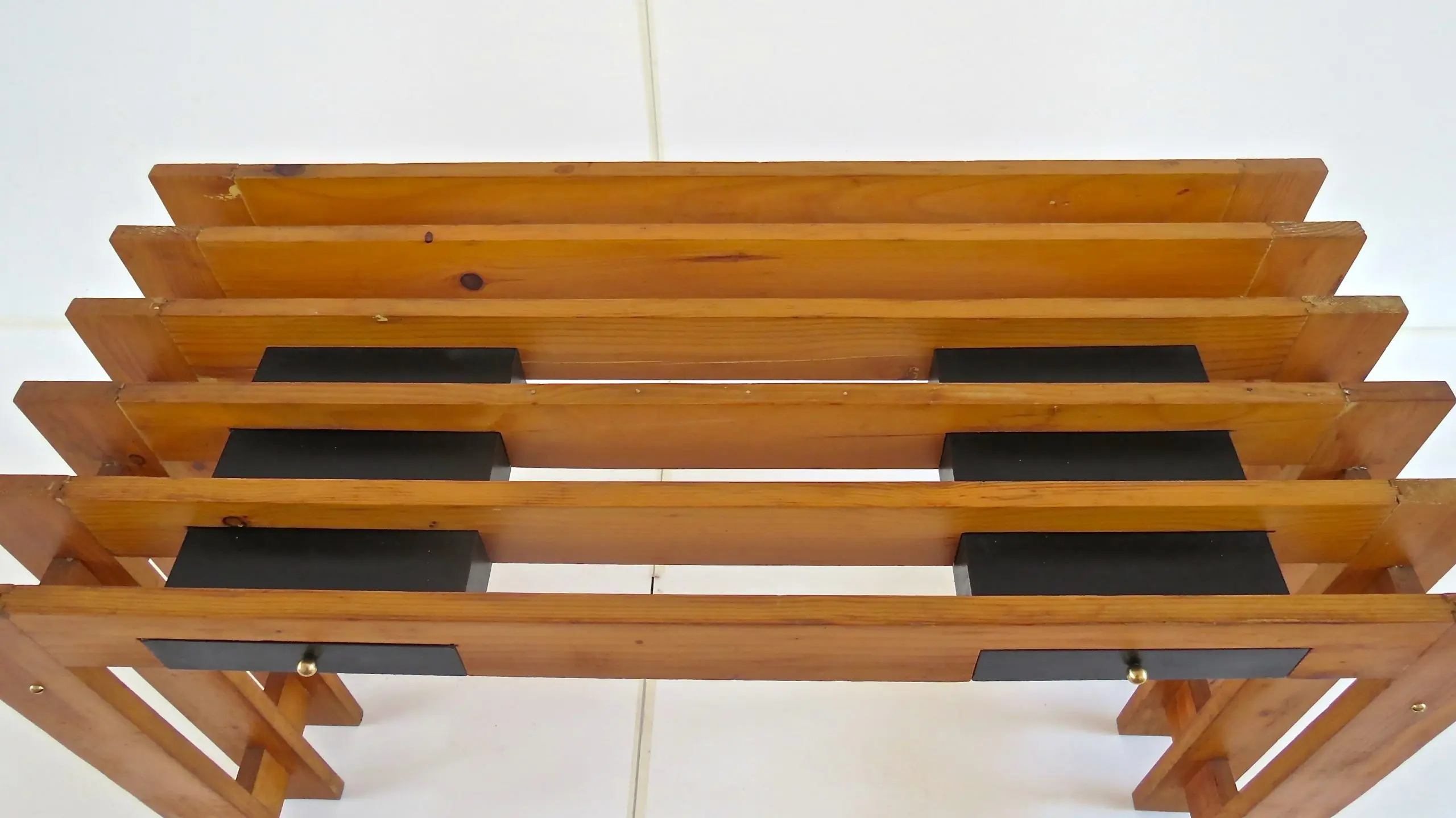Italian Unique Pine Desk Console Black Opaline Glass Top, 1960 — photo 17