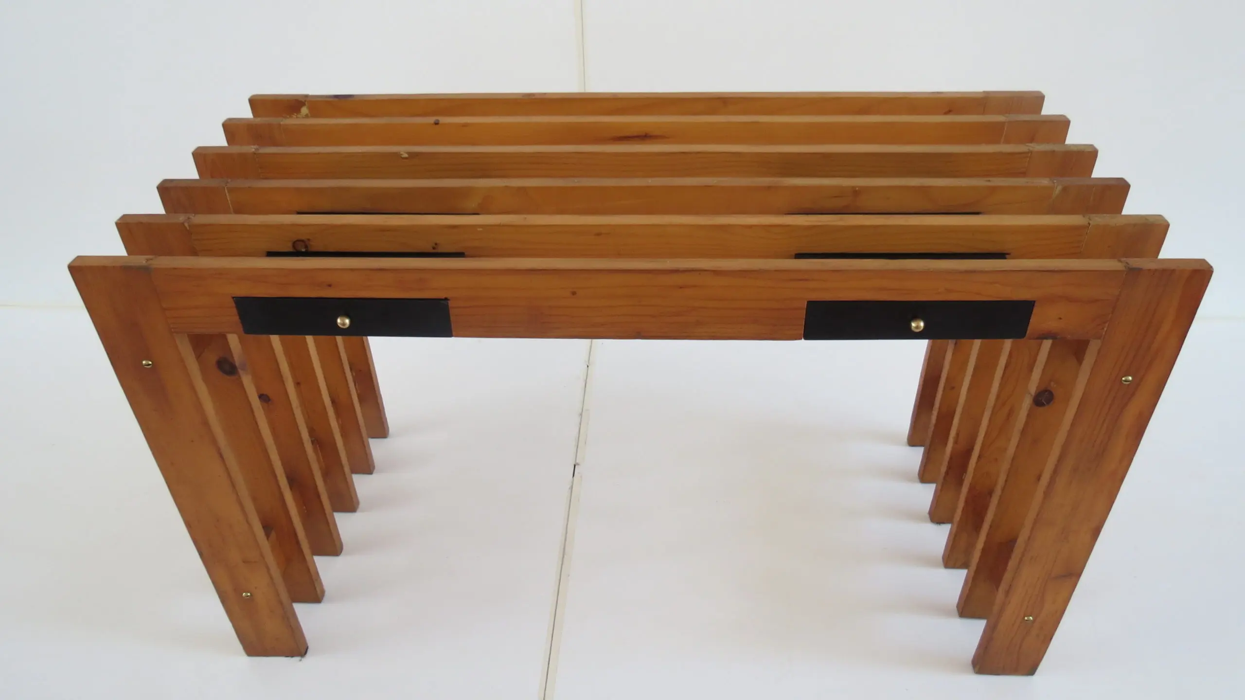Italian Unique Pine Desk Console Black Opaline Glass Top, 1960 — photo 16