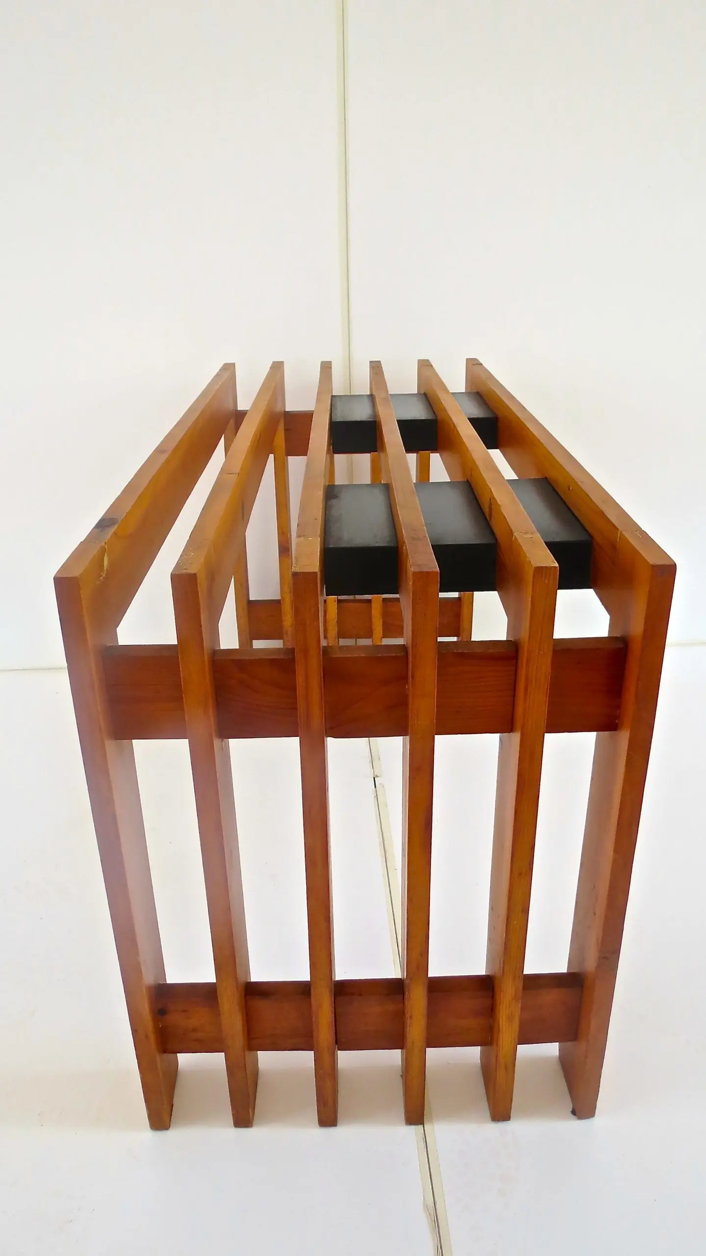 Italian Unique Pine Desk Console Black Opaline Glass Top, 1960 — photo 18
