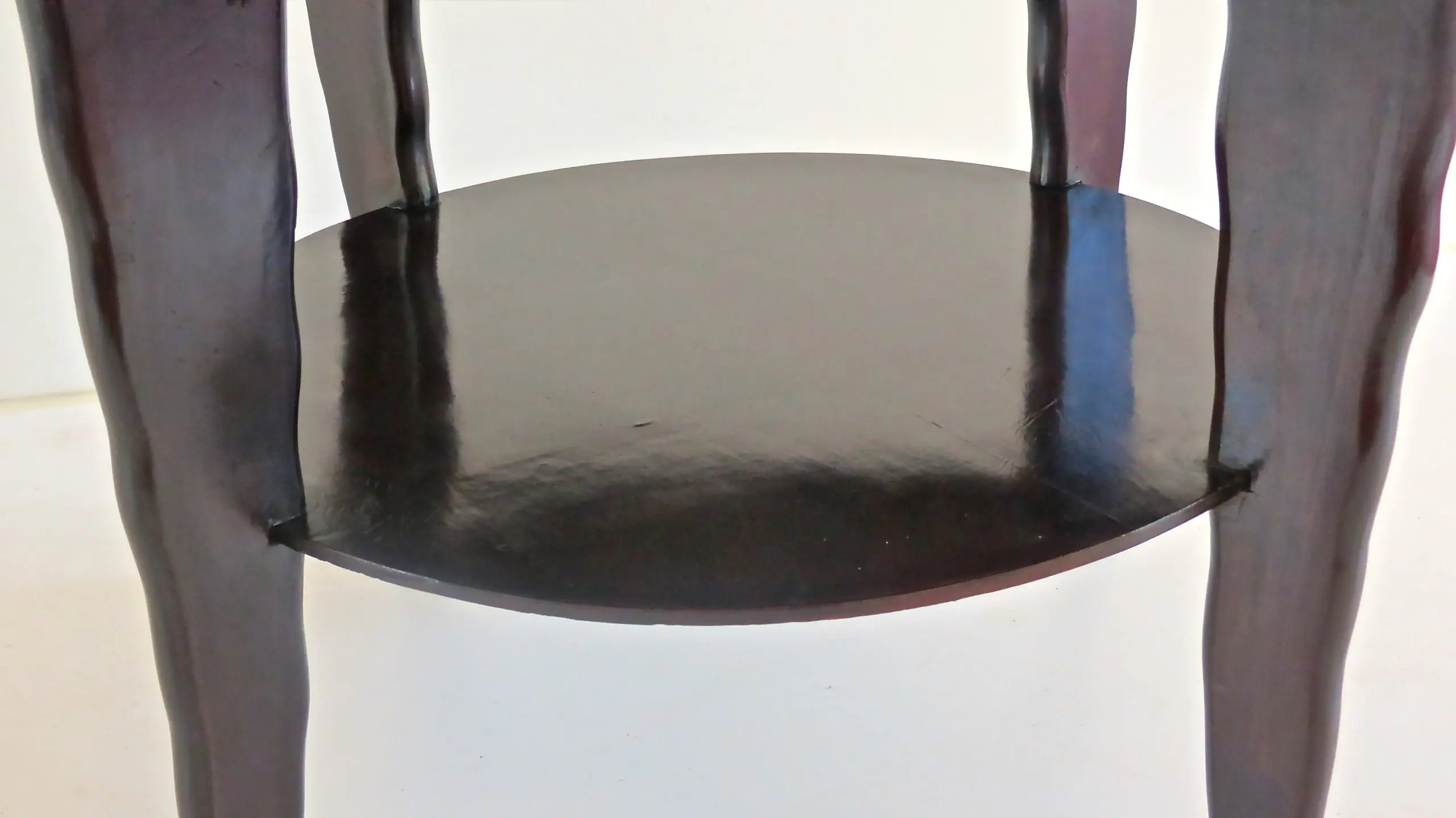 Round Coffee Table Mirror Top Black Laquered Two-Tier Attributed to Borsani 1940 — photo 5