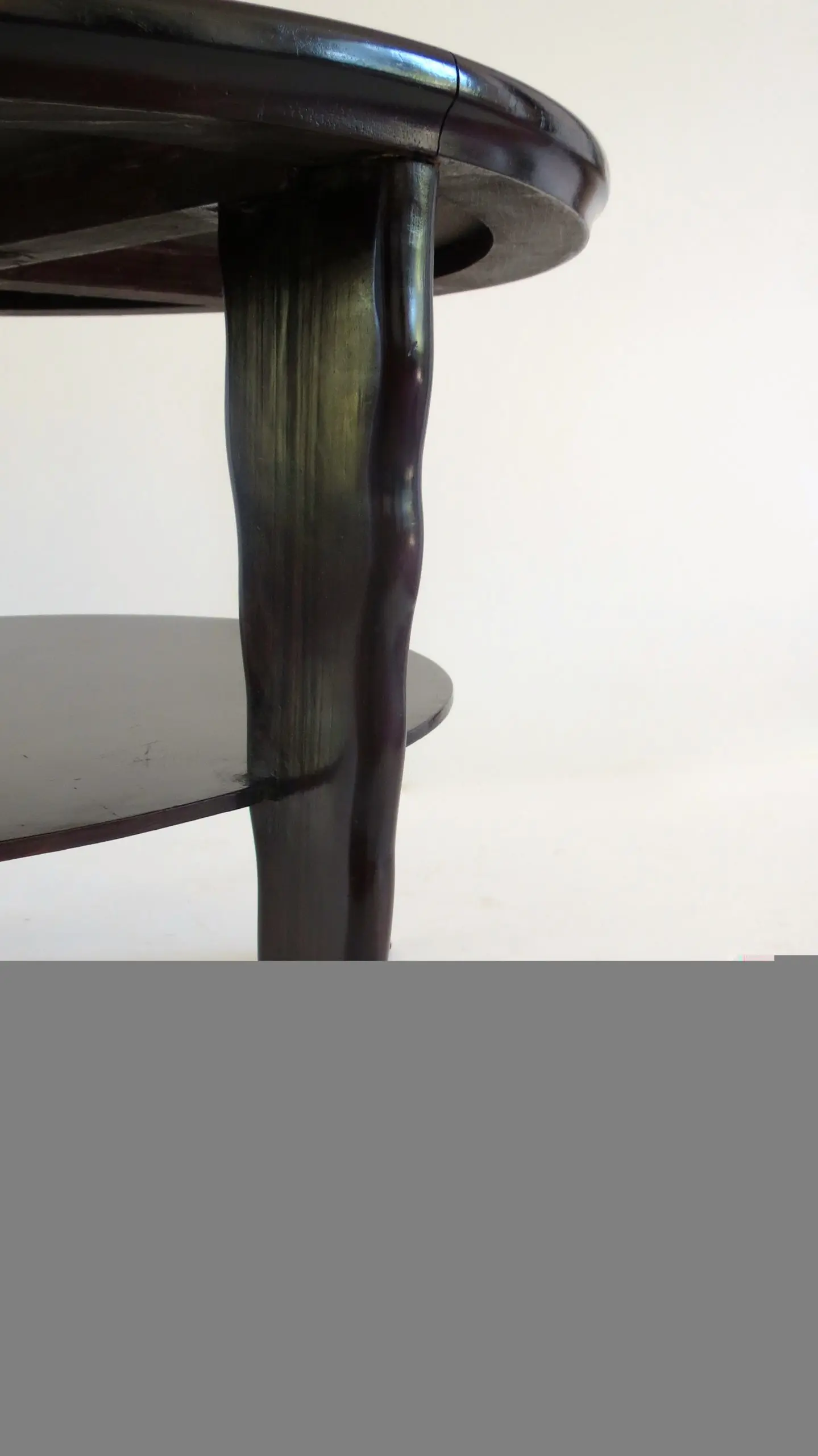 Round Coffee Table Mirror Top Black Laquered Two-Tier Attributed to Borsani 1940 — image 3
