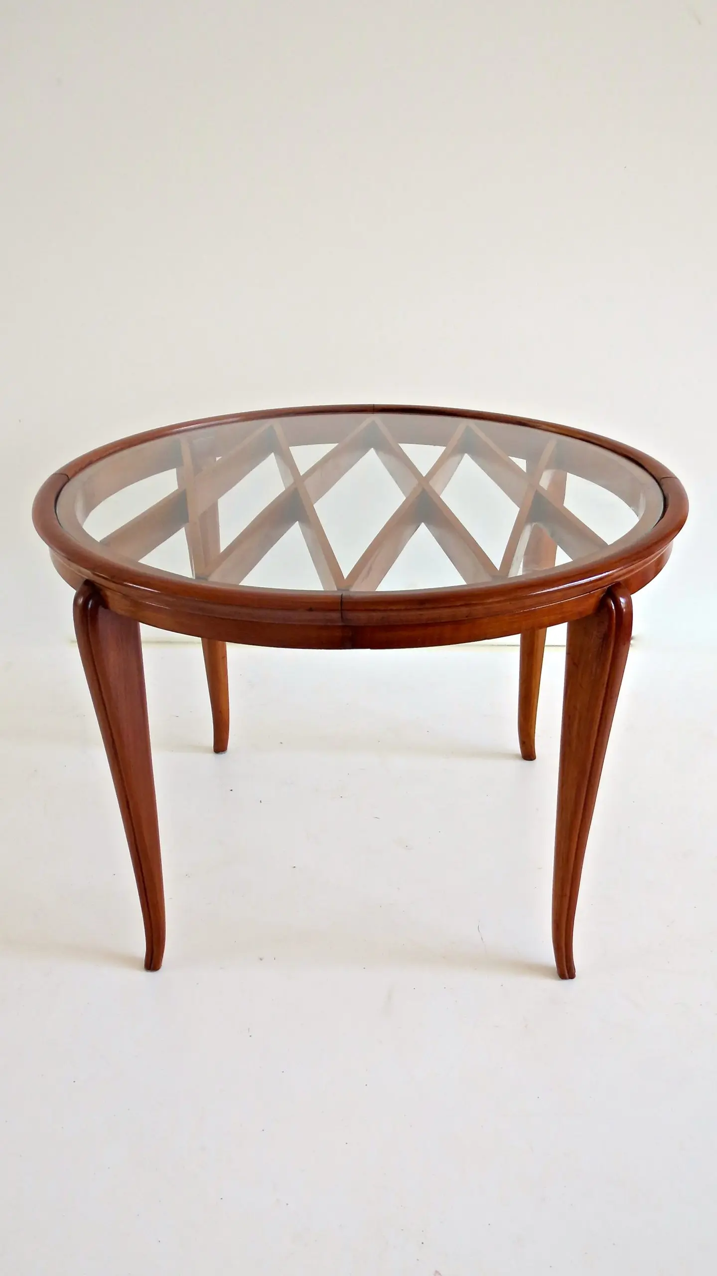 Grid Pattern Walnut Coffee Table Style Gio Ponti, 1940 — image 3