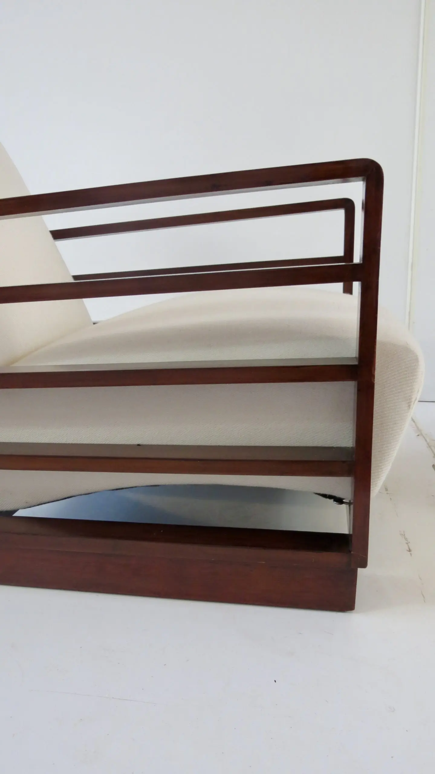 Fine Pair of Mario Quarti Rationalist Beech White Lounge Chairs, 1940 — photo 18