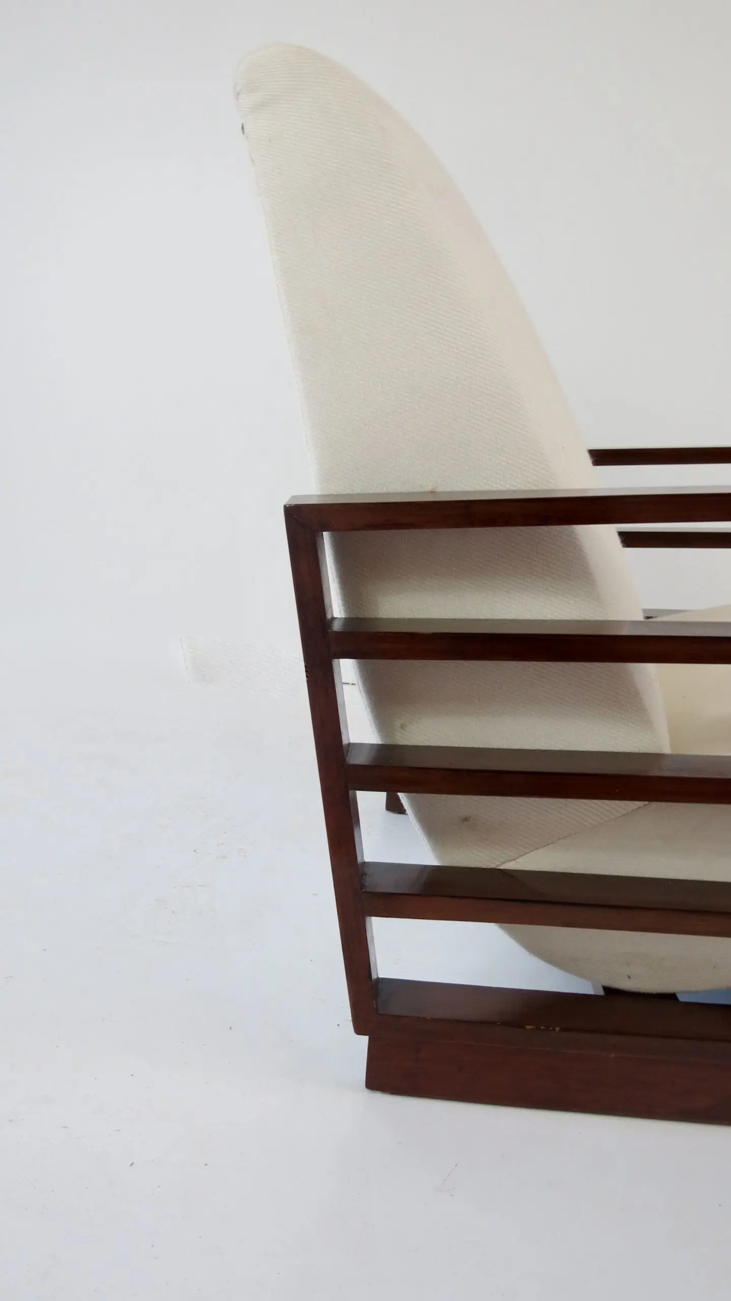 Fine Pair of Mario Quarti Rationalist Beech White Lounge Chairs, 1940 — photo 21