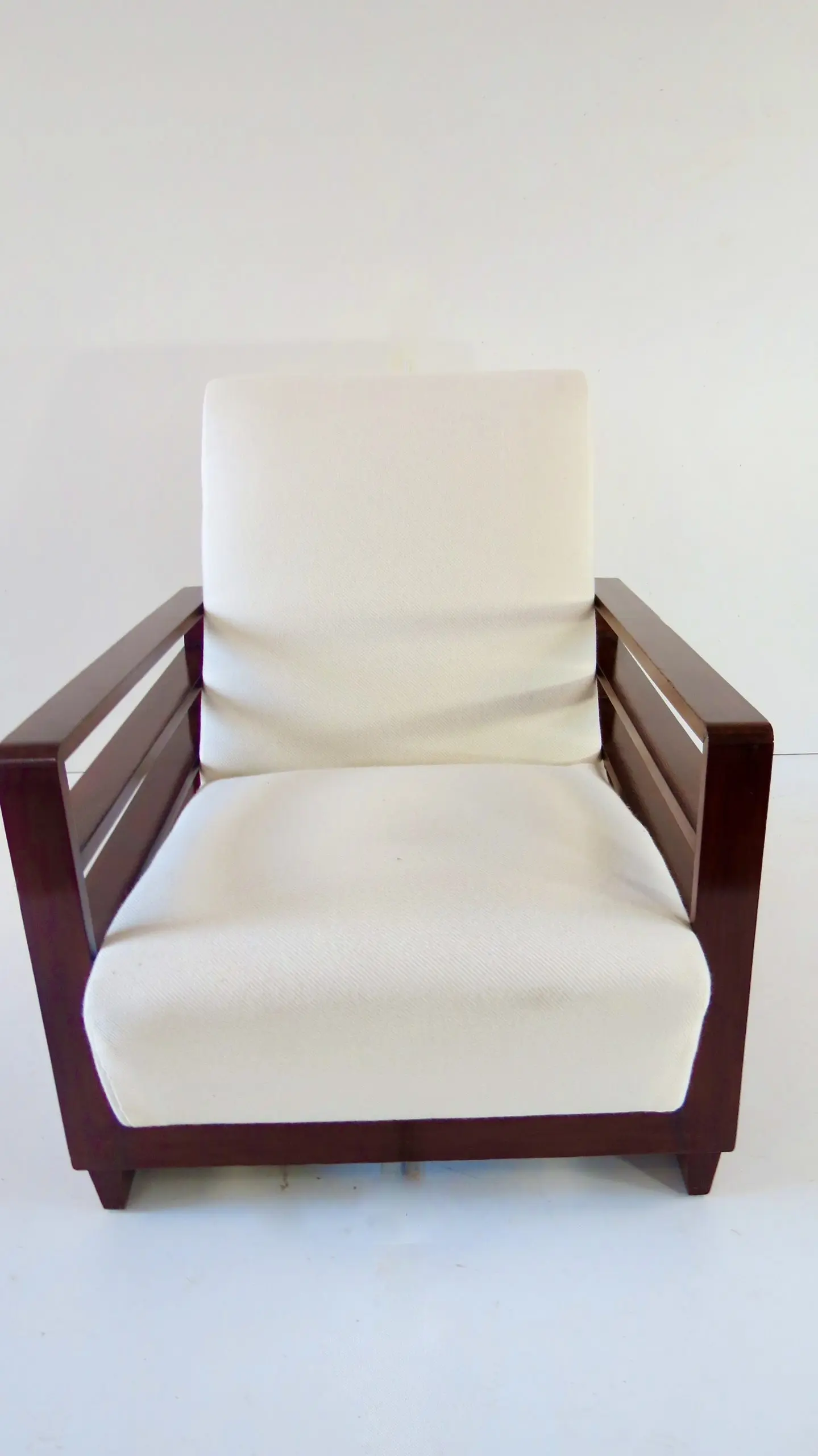 Fine Pair of Mario Quarti Rationalist Beech White Lounge Chairs, 1940 — image 3