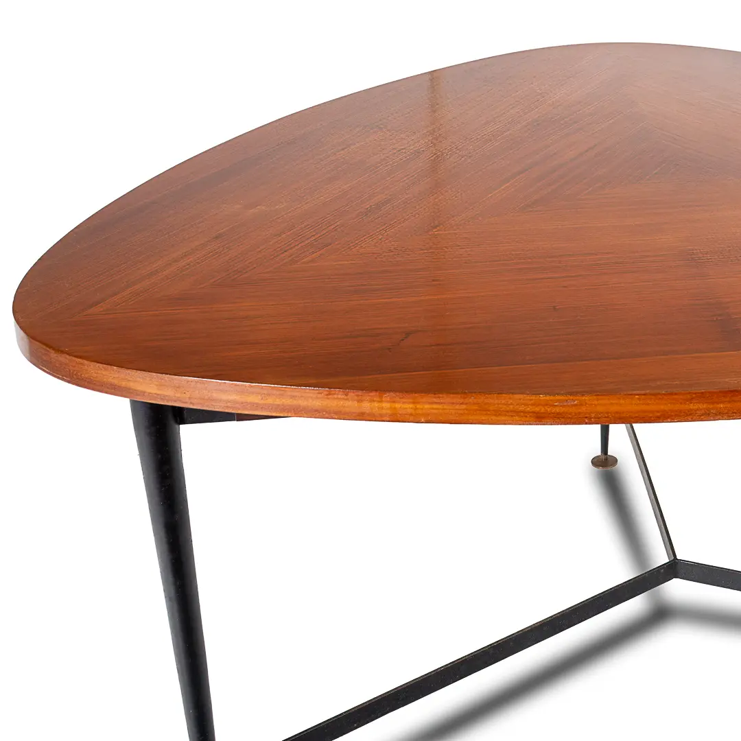 Fine Three Feet Silvio Cavatorta Large Teak Triangular Round Dining Table, 1950 — photo 5