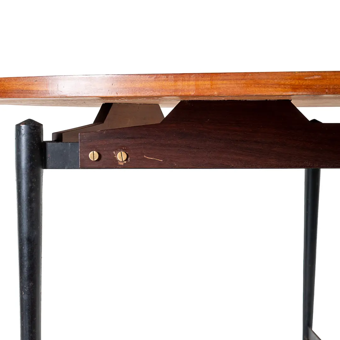Fine Three Feet Silvio Cavatorta Large Teak Triangular Round Dining Table, 1950 — image 2