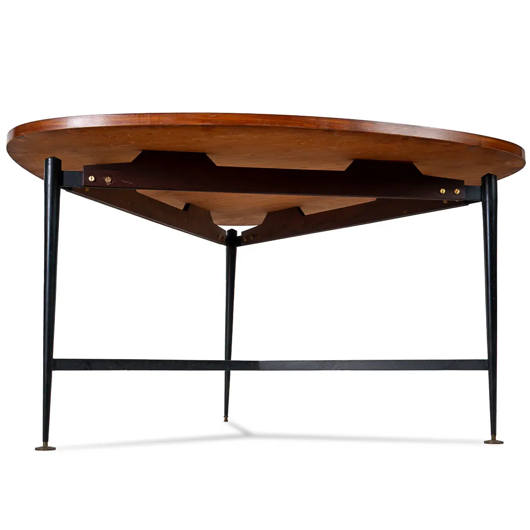 Fine Three Feet Silvio Cavatorta Large Teak Triangular Round Dining Table, 1950 — photo 4