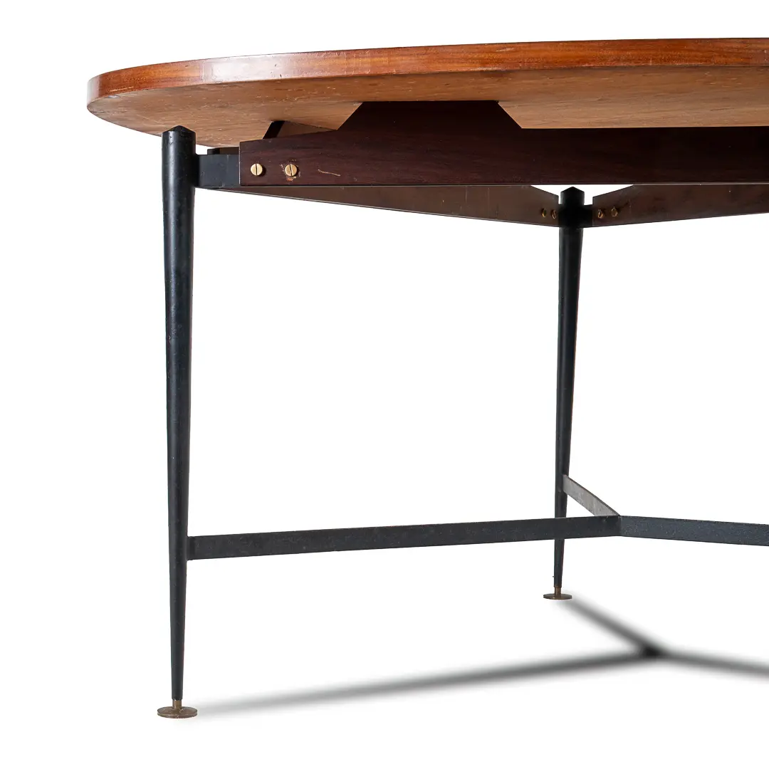 Fine Three Feet Silvio Cavatorta Large Teak Triangular Round Dining Table, 1950 — image 3