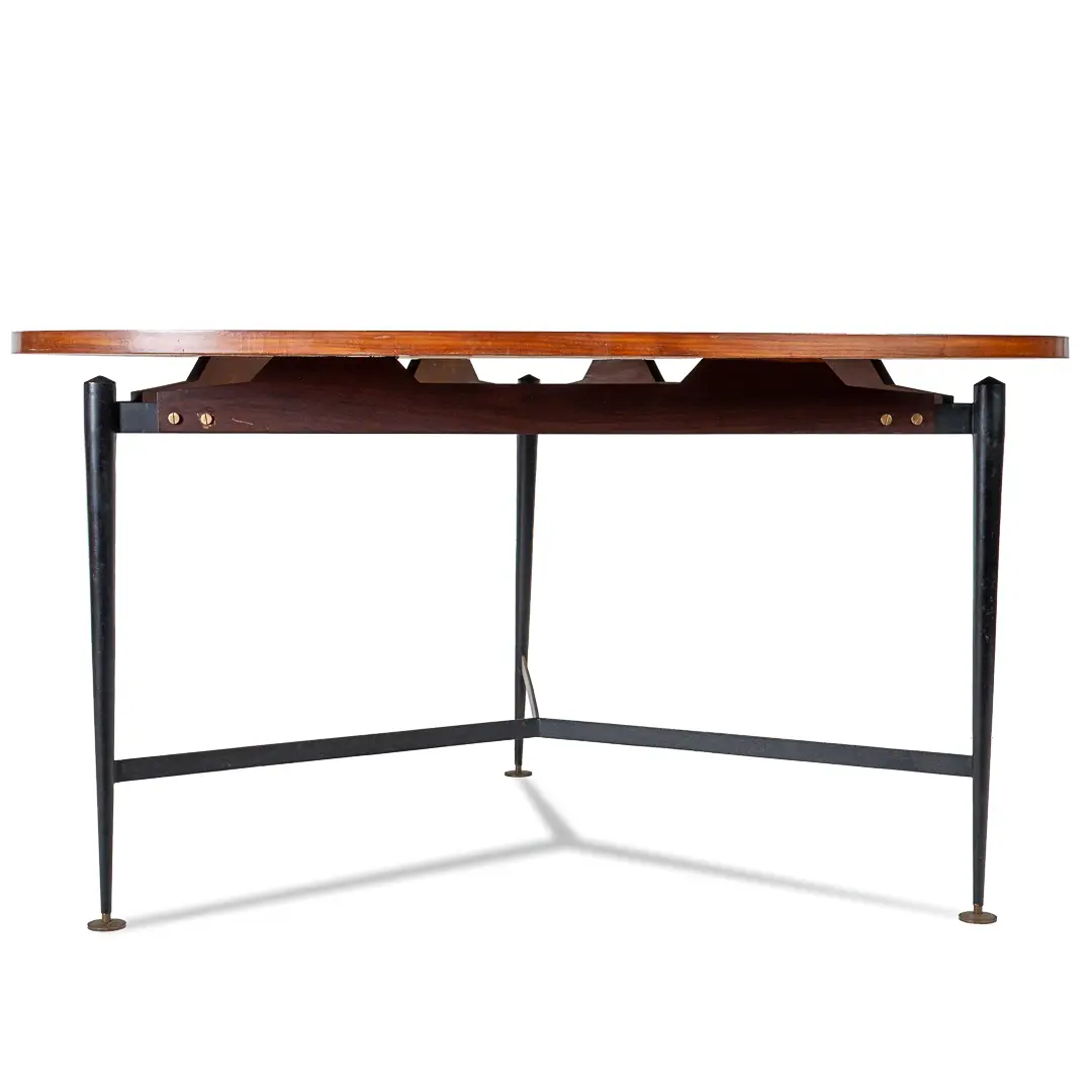 Fine Three Feet Silvio Cavatorta Large Teak Triangular Round Dining Table, 1950 — photo 11